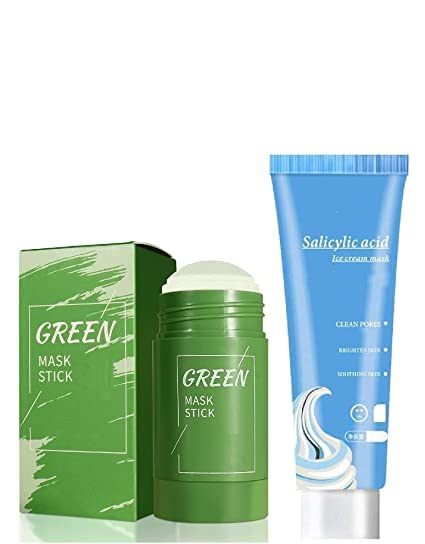 Green Tea Solid Face Mask - Purifying Clay Mask for Oily & Acne-Prone Skin | Deep Cleansing, Oil Control & Blackhead Removal | Brightening & Moisturizing Cream Mask for Glowing Skin | Perfect for Spa Day & Skincare Routine