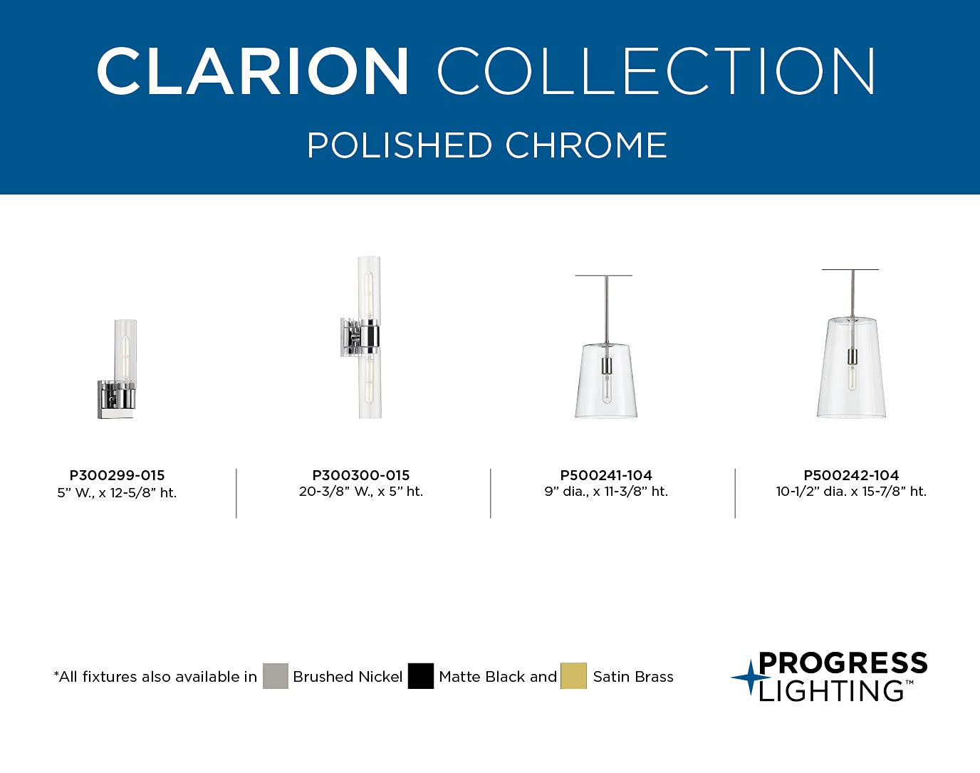 Clarion Collection 1-Light Clear Glass Coastal Pendant Light Fixture in Polished Nickel - Perfect for Kitchen Island, Dining Room, or Entryway Lighting