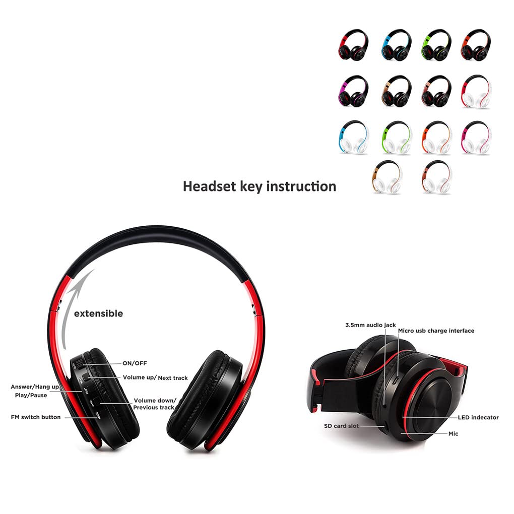 Nilioyul HiFi Stereo Wireless Bluetooth 5.0 Headphones - Noise Cancelling Over-Ear Headset with Mic for Laptop, PC, Mobile Phone (Black Gold) | Perfect for Gaming, Music, Work & Travel