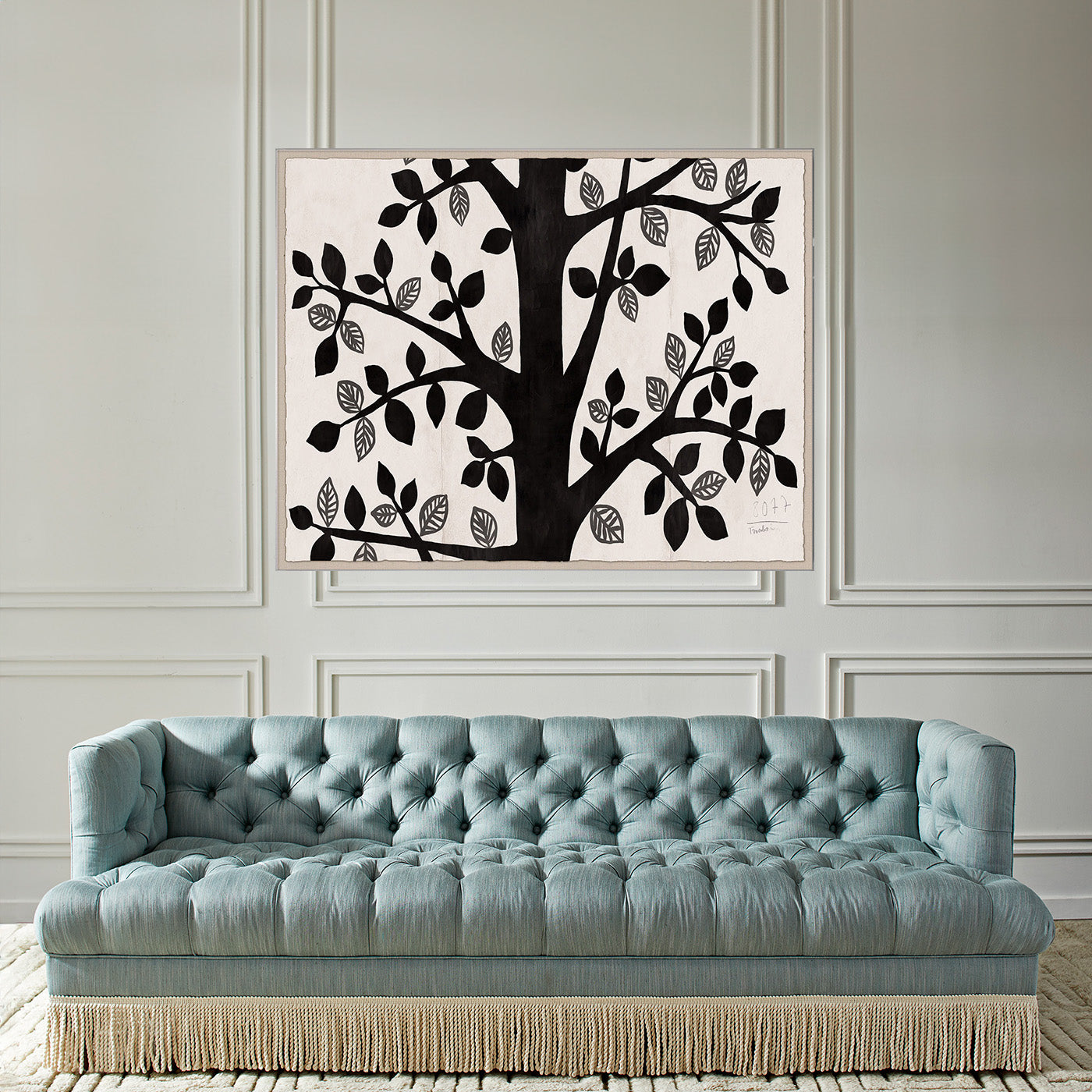 Paule Marrot Black Tree Print Scarf - Elegant Fashion Accessory for Women, Perfect for Casual Outfits & Special Occasions