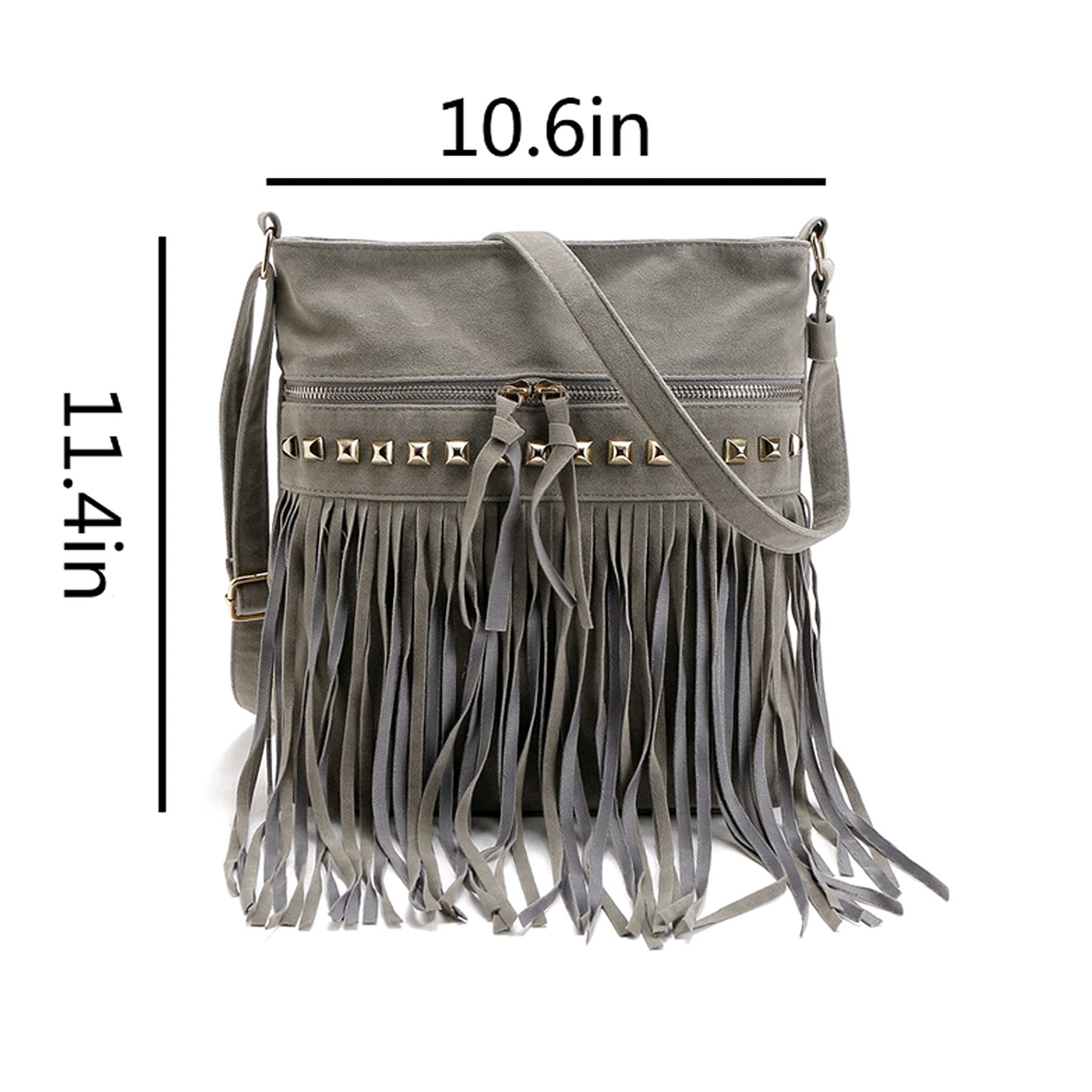 RARITYUS Women's Faux Suede Crossbody Bag with Fringe Tassel - Stylish Bohemian Shoulder Purse for Casual Outings, Date Night & Travel Accessories