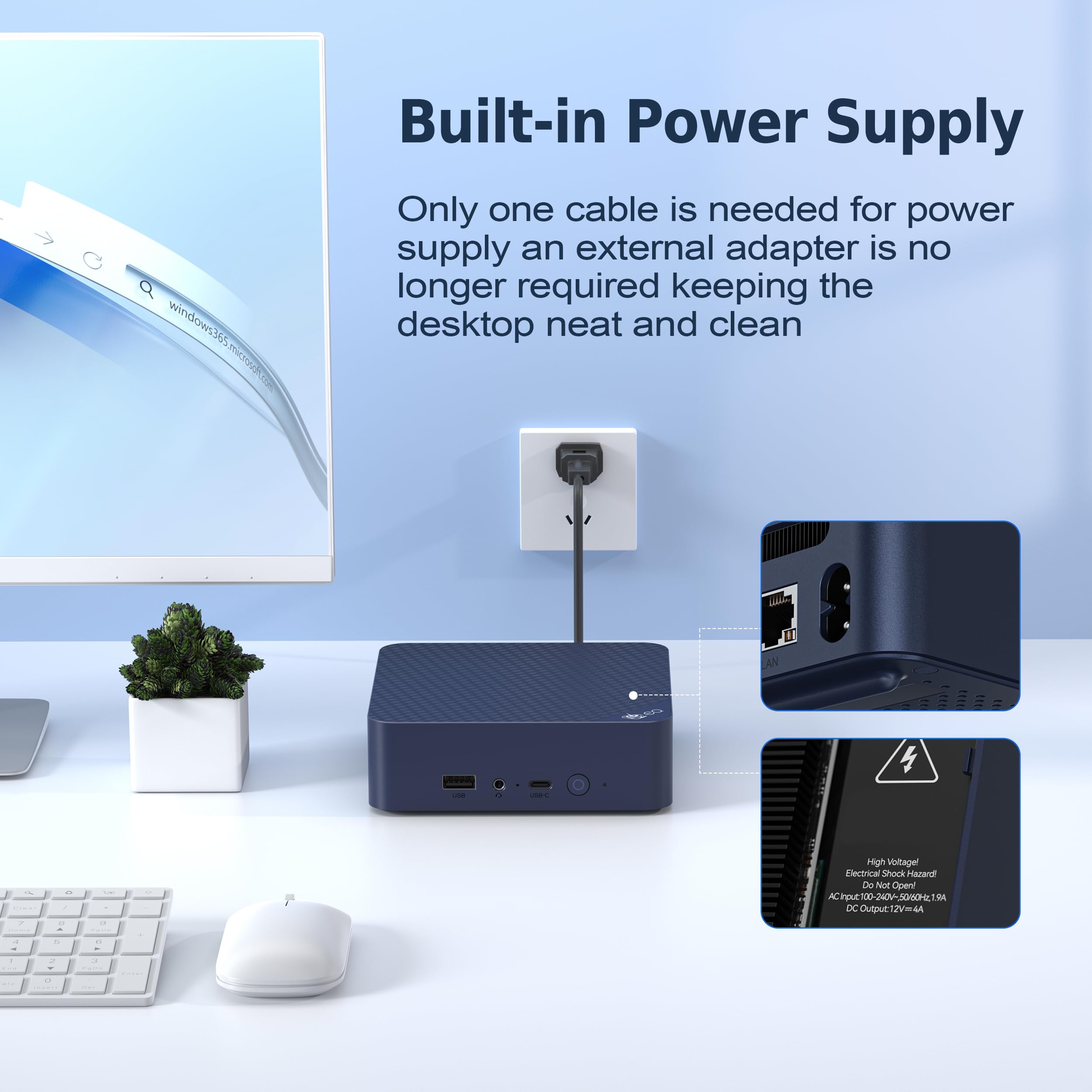 Beelink EQ14 Mini PC - Intel N150 (Upgraded N100) 16GB DDR4 RAM, 1TB M.2 SSD, Dual LAN, WiFi 6, Bluetooth 5.2, USB 3.2, 4K@60Hz Dual HDMI - Compact Desktop Computer for Home Office, Gaming, Network Firewall & Media Streaming