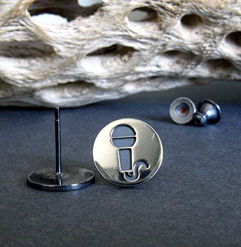 Handmade Polished Sterling Silver Microphone Stud Earrings - USA Made | Perfect for Musicians, Performers & Music Lovers