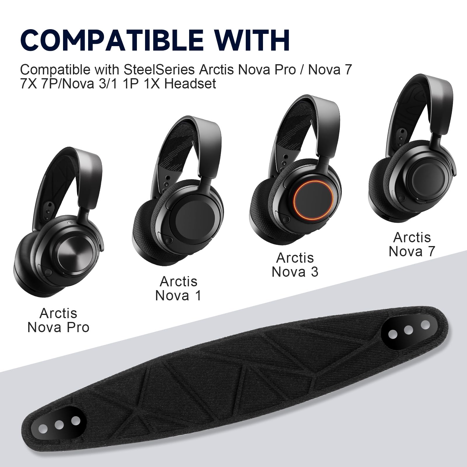 SteelSeries Arctis Nova Pro Headband Replacement Pad - Compatible with Nova 7/7X/7P, Nova 3, Nova 1/1P/1X Gaming Headsets - Soft Cushion for Comfort - Perfect for Long Gaming Sessions & Esports (Black)