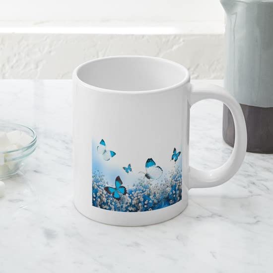 Flowers and Butterflies 20 oz Ceramic Coffee Mega Mug - Large Oversized Tea Cup for Home, Office, Gifts | Cute Butterfly Design for Coffee Lovers