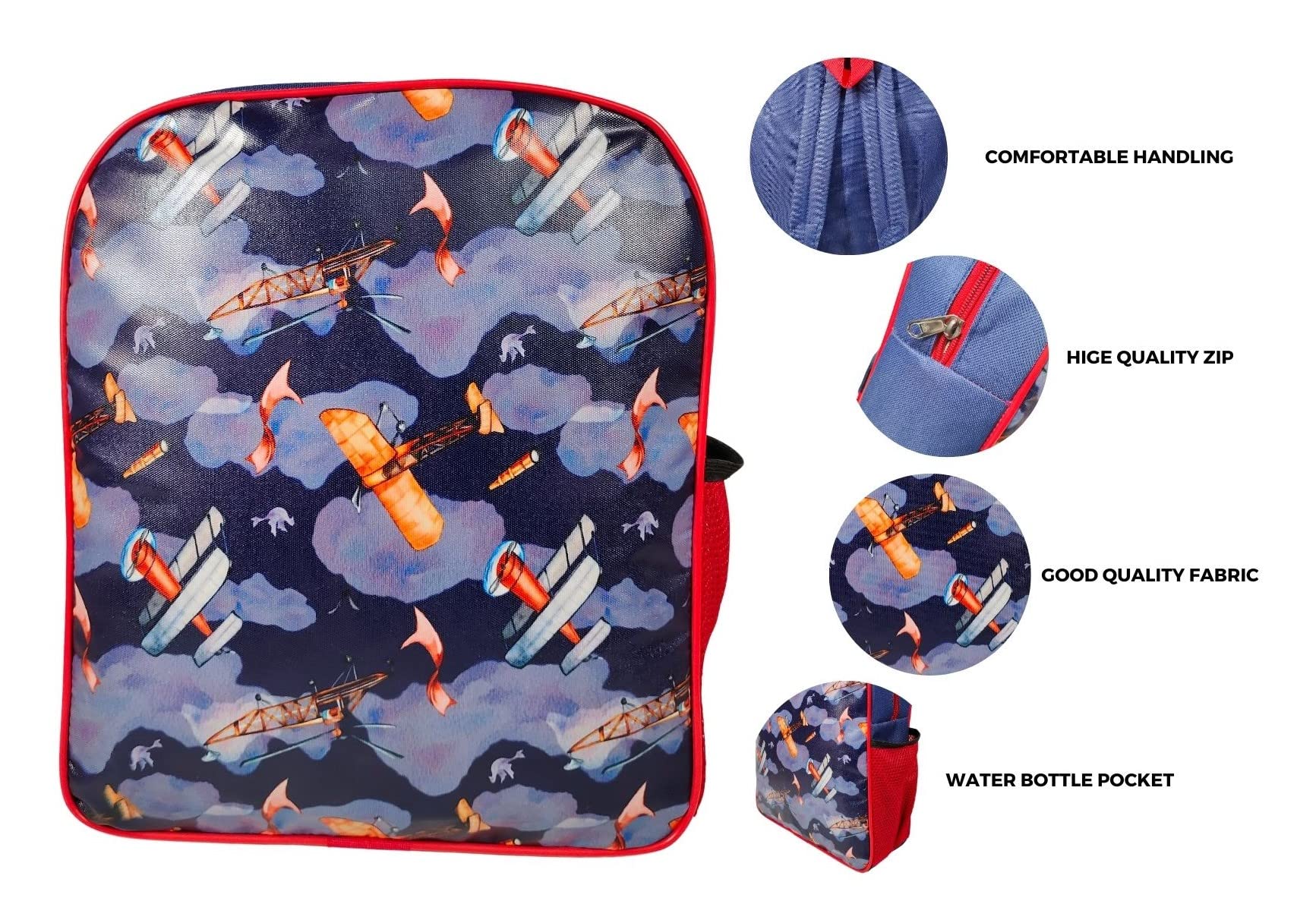 RedChimes Stylish Airplane Design Kids Backpack for Boys & Girls - Durable Polyester School Bag (1 Pack) - Perfect for School, Travel & Daily Use