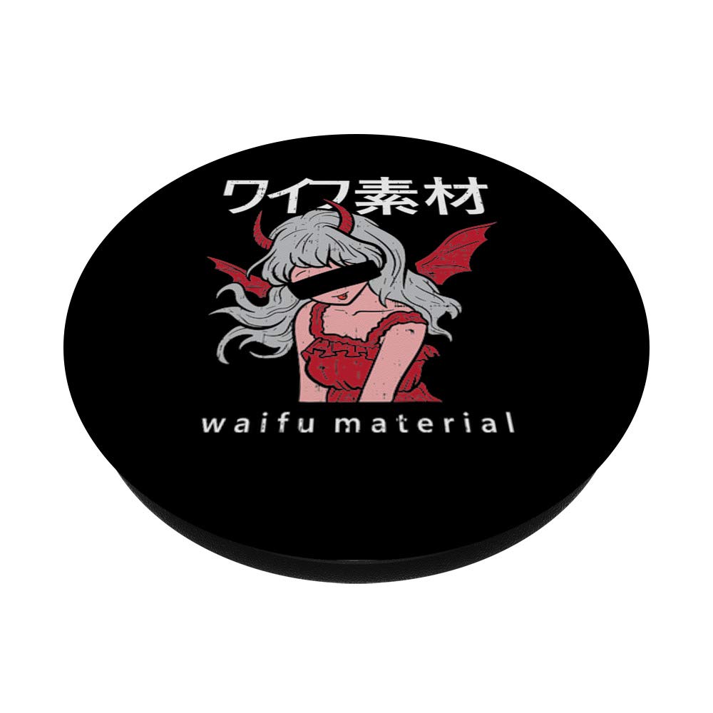 Waifu Material Devil Anime Girl Japanese Manga Otaku Gift - Swappable PopSockets PopGrip for Phones & Tablets | Perfect for Anime Fans, Cosplay Enthusiasts & Manga Lovers