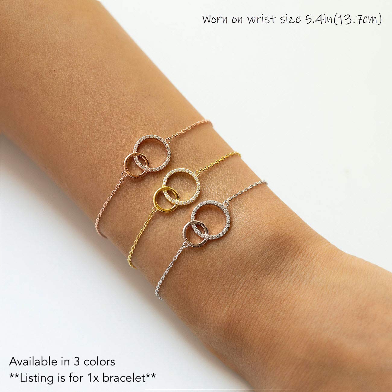 A+O Sister Gift - Interlocking Circle Necklace & Bracelet Set in Gold, Rose Gold, or Sterling Silver - Perfect for Birthdays, Anniversaries, and Best Friend Gifts