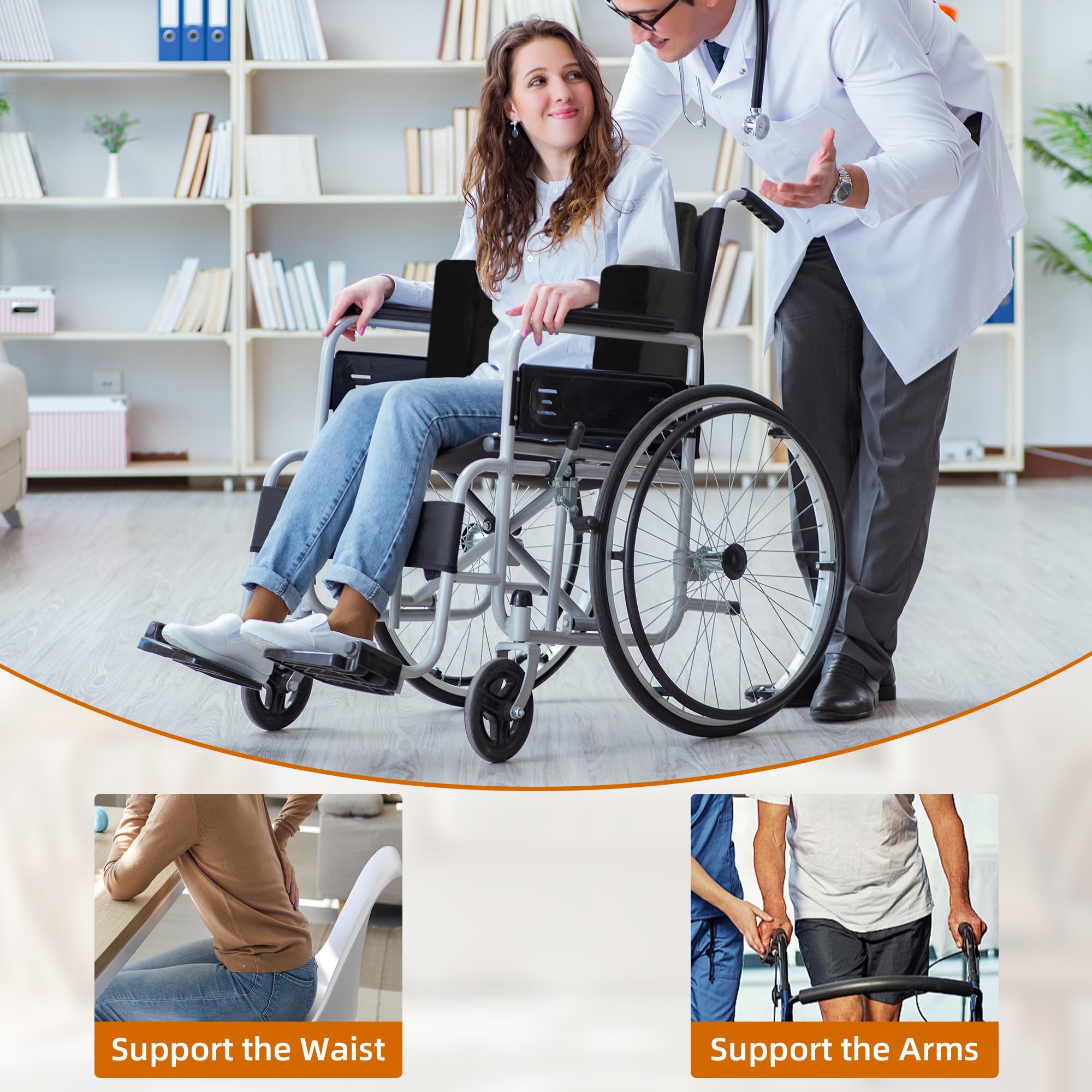 HOMBYS Lateral Support Wheelchair Cushion - Adjustable High Density Foam Back Support with Side Bolsters - Lumbar Pillow for Low Back Pain Relief - Ideal for Office Chairs, Wheelchairs & Home Use