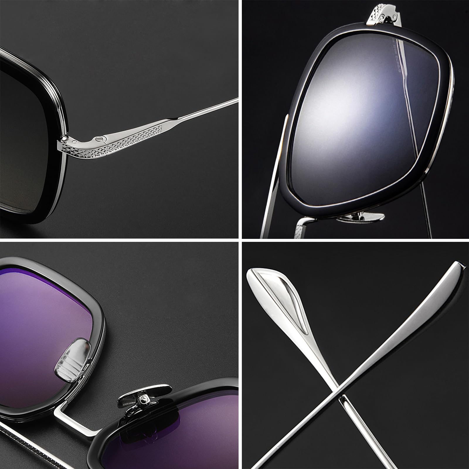 Tony Stark Sunglasses - Iron Man Inspired Square Metal Frame with UV Protection - Perfect for Cosplay, Halloween, and Everyday Fashion