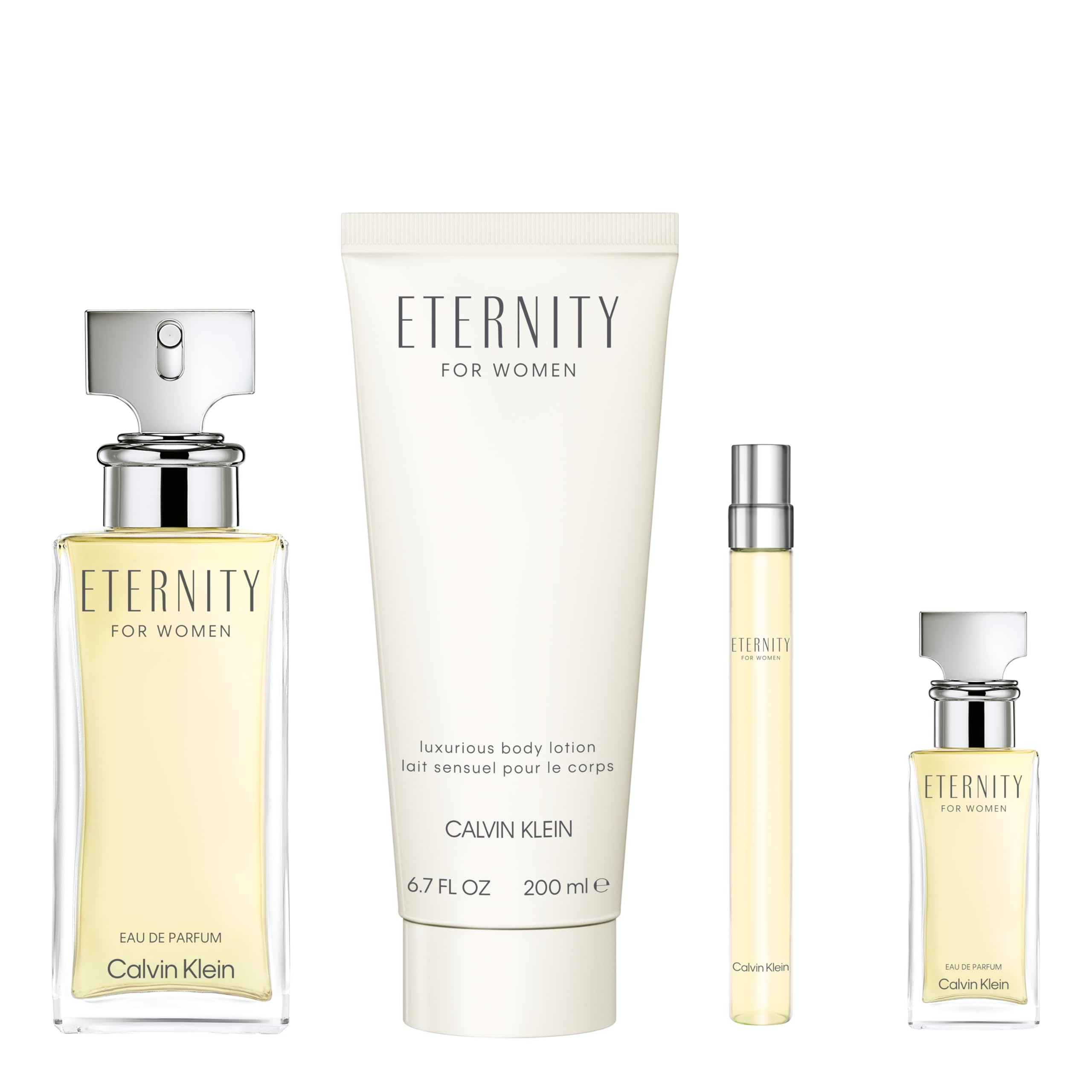 Calvin Klein Women's 4-Piece Eternity Gift Set - Perfume, Body Lotion & Shower Gel - Perfect for Birthday, Anniversary & Valentine's Day Gifts