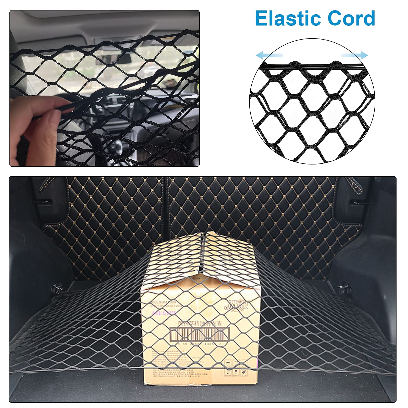 Adjustable Dog Barrier Car Net with Hooks - Pet Safety Divider for SUV, Vans & Trucks Back Seat | Vehicle Organizer & Storage Solution for Travel, Road Trips & Pet Protection