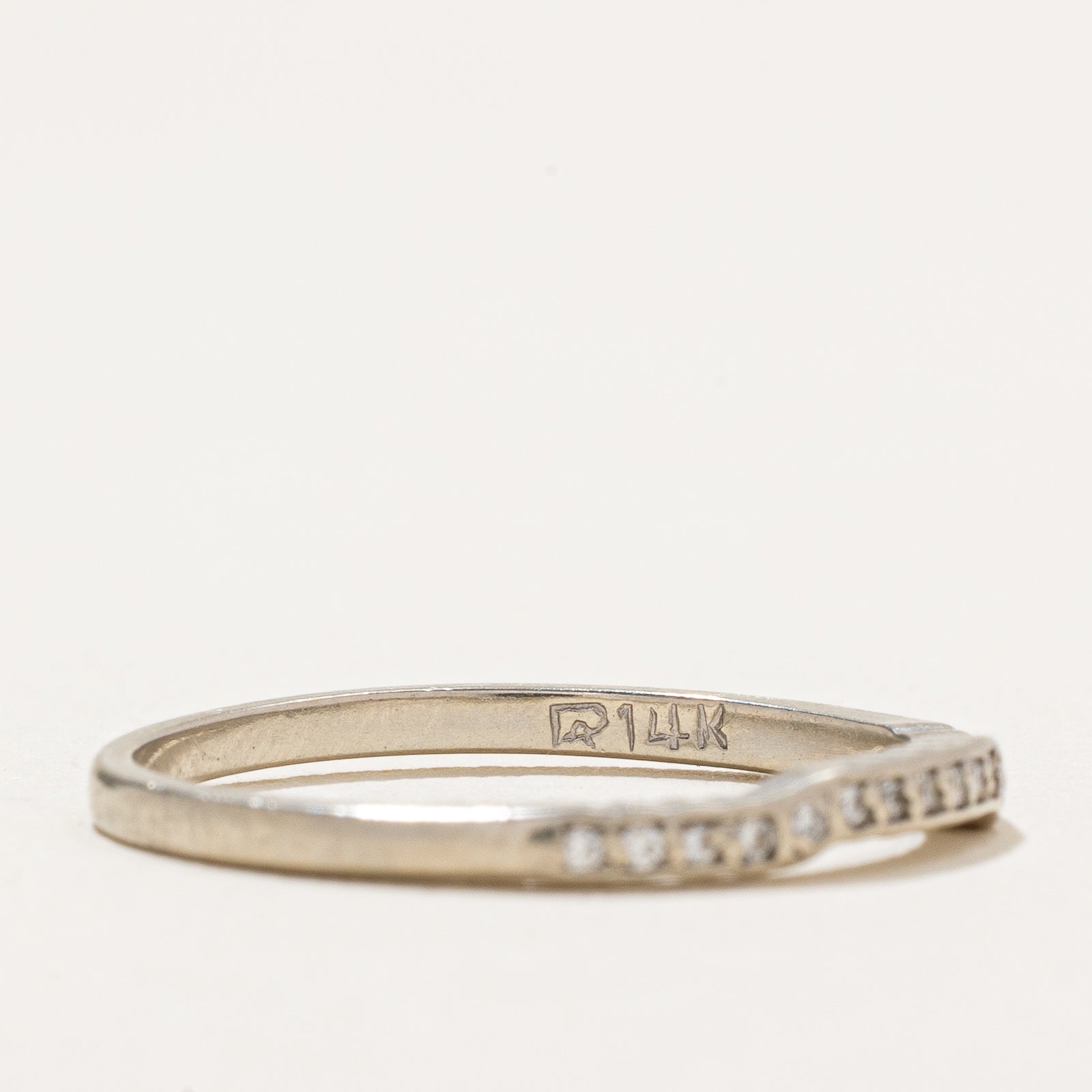 Semi Eternity Diamond Contour Ring - 0.03ctw Sparkling Round Cut Stones - Size 6.75 - Elegant Stackable Band for Anniversary, Wedding & Everyday Wear