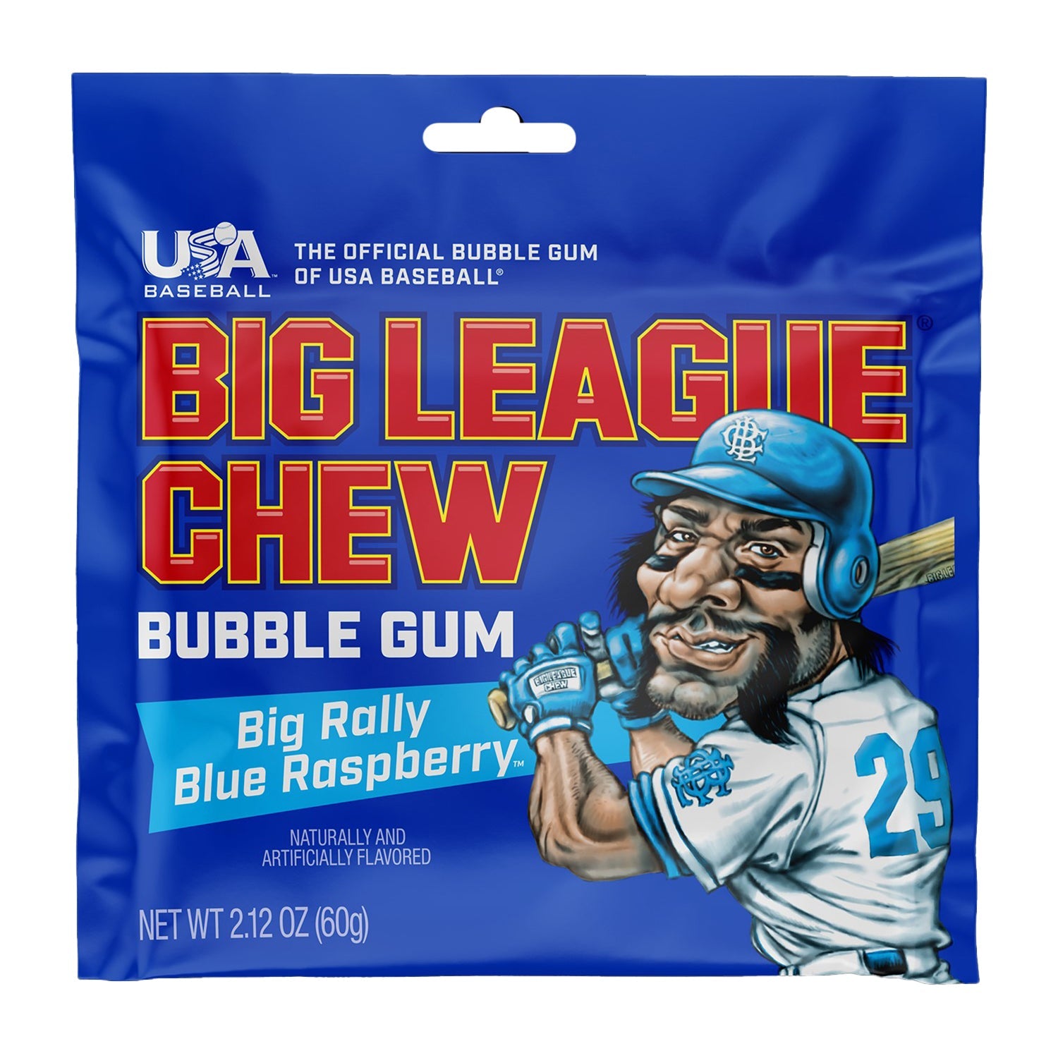 Big League Chew Blue Raspberry Bubble Gum - 2.12oz (12 Pack) | Bulk Candy for Baseball Games, Parties & Snacking
