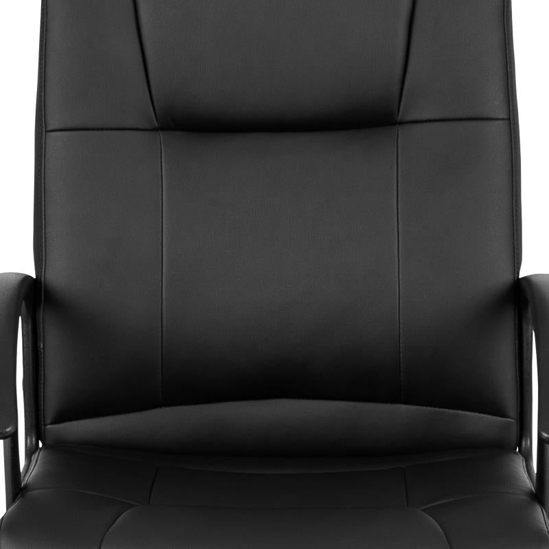 FLASH Coffman Mid Back Black Leather Office Chair with Adjustable Arms - BIFMA Certified Ergonomic Task Chair for Home & Office Workspace