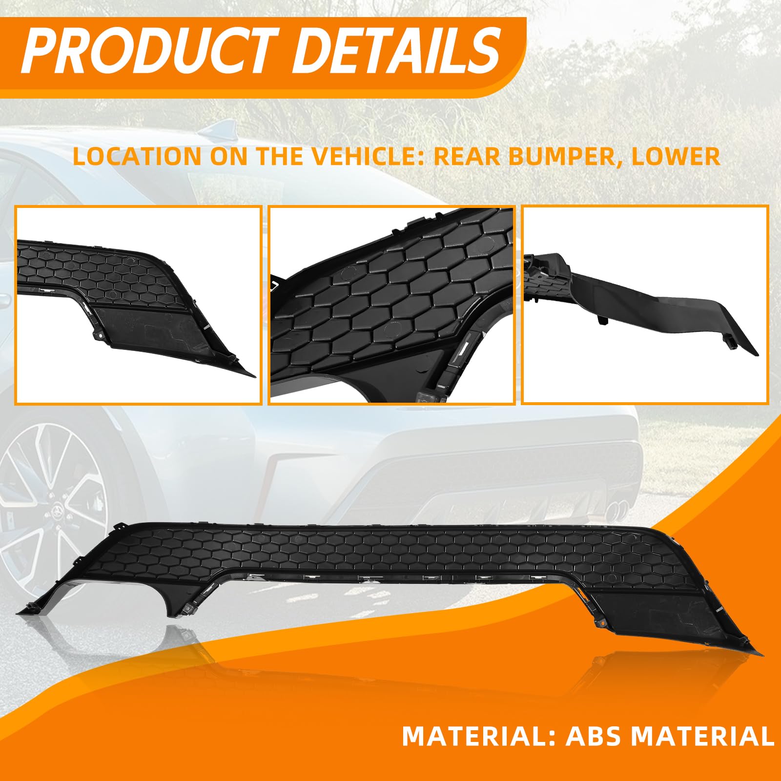 YLT AUTO Rear Bumper Lower Cover Black ABS Honeycomb Cover for 2020-2021 Toyota Corolla XSE SE | Durable Car Exterior Accessory | Perfect for Street Style & Performance Upgrades
