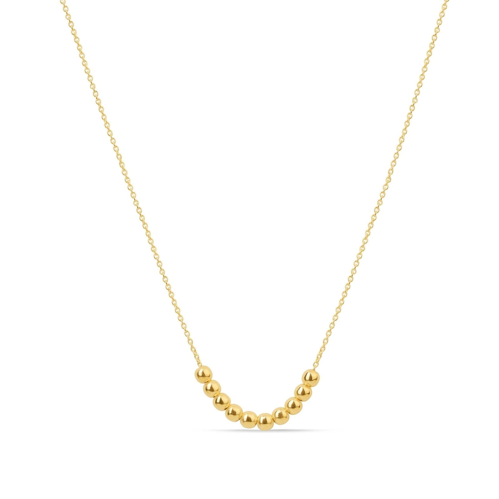 14K Solid Yellow Gold Sliding Bead Necklace - Adjustable Chain for Layering, Gift Giving & Everyday Elegance