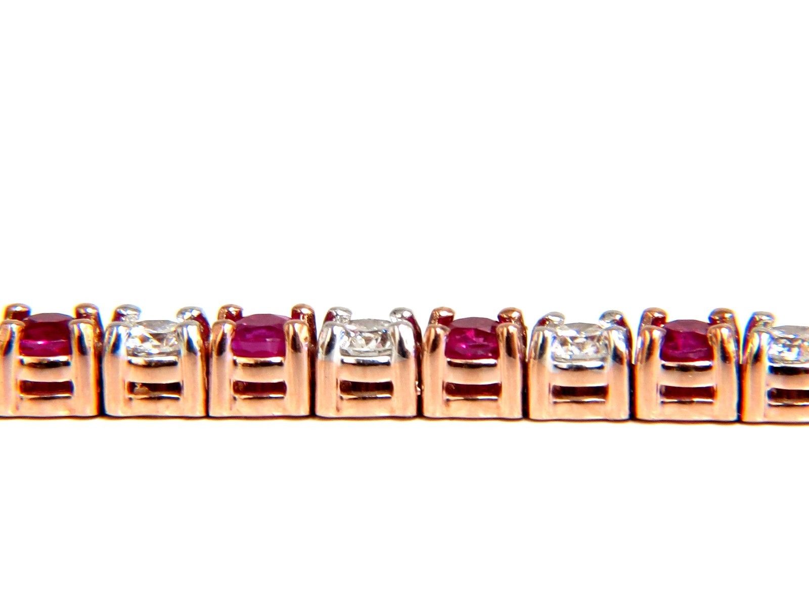 6.51ct Vivid Red Natural Ruby & Diamond Alternating Tennis Bracelet in 14K Gold - Elegant Jewelry for Weddings, Parties & Special Occasions