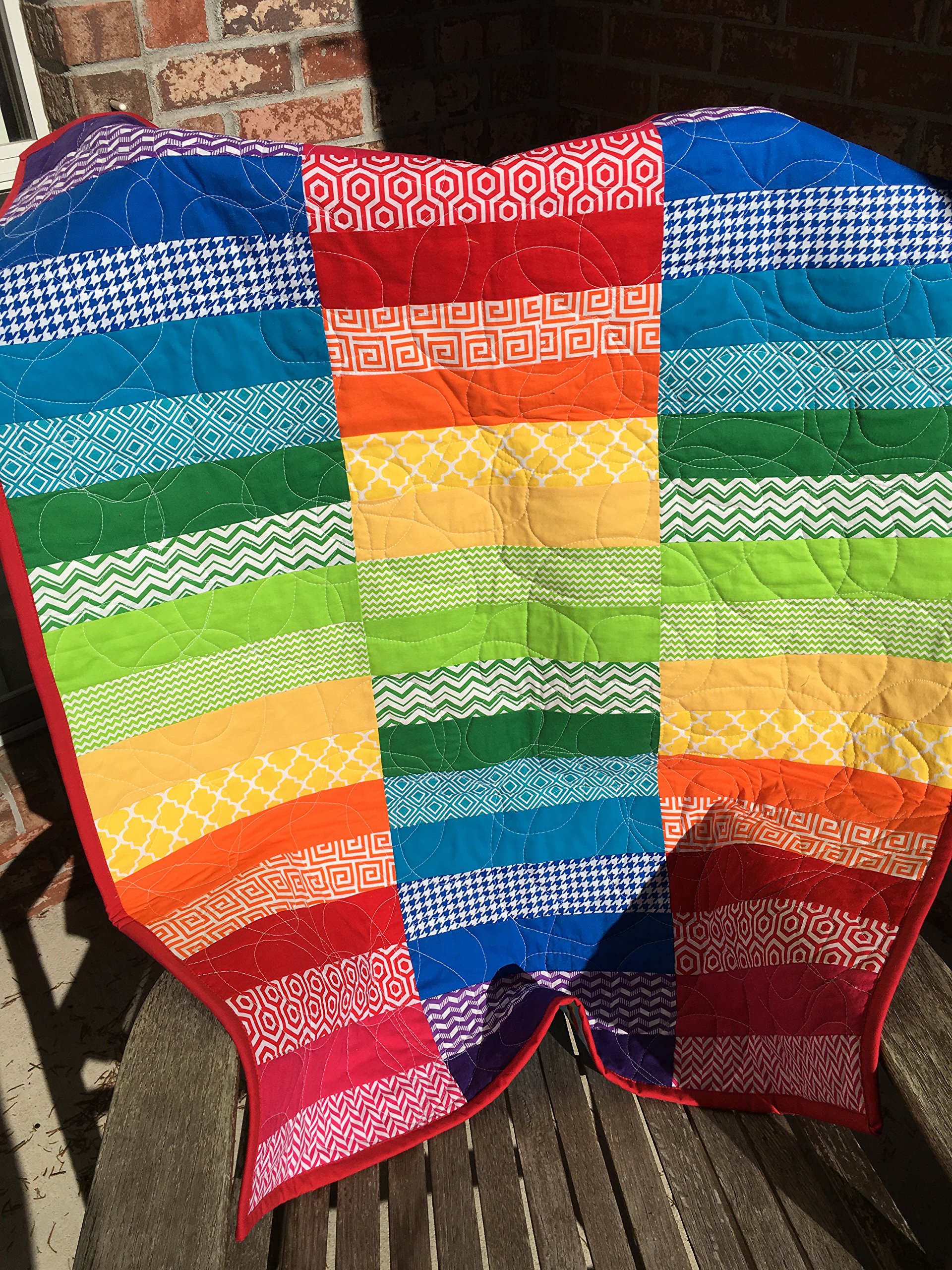 Rainbow Toddler Quilt - Soft & Colorful Baby Blanket for Boys & Girls | Perfect for Nursery, Stroller, and Playtime Comfort