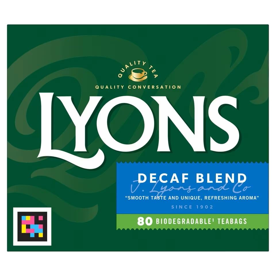 Lyons Decaffeinated Irish Tea Bags - 80 Count Pyramid Tea Bags for a Relaxing Afternoon or Evening | Caffeine-Free Black Tea Perfect for Gift Giving & Tea Lovers