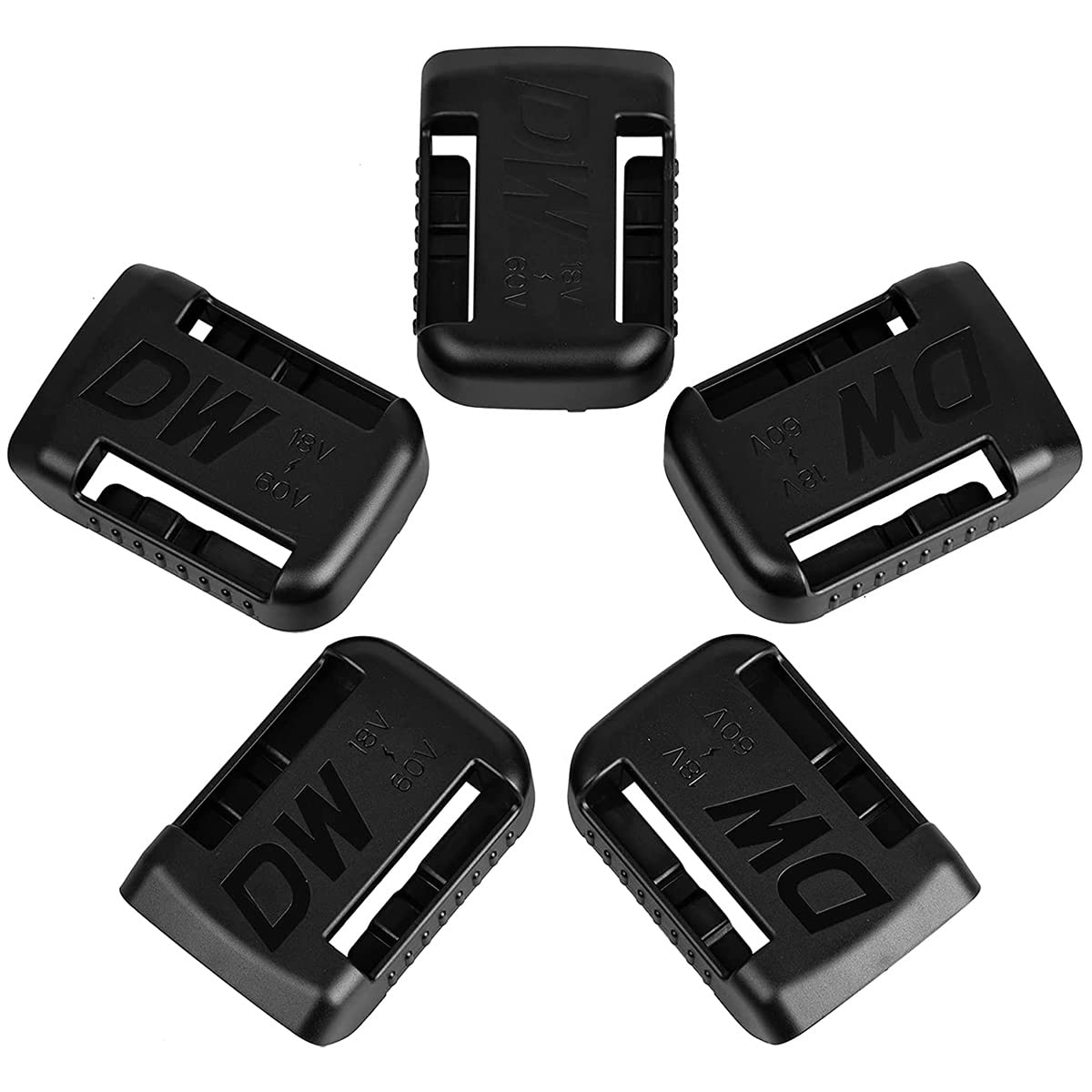5Pcs Heavy Duty Plastic Electric Tool Battery Mount Holder for Dewalt 14.4V/18V/20V/54V/60V Lithium-Ion Batteries - Yellow Power Tool Hanger & Organizer for Workshop, Garage, and DIY Projects