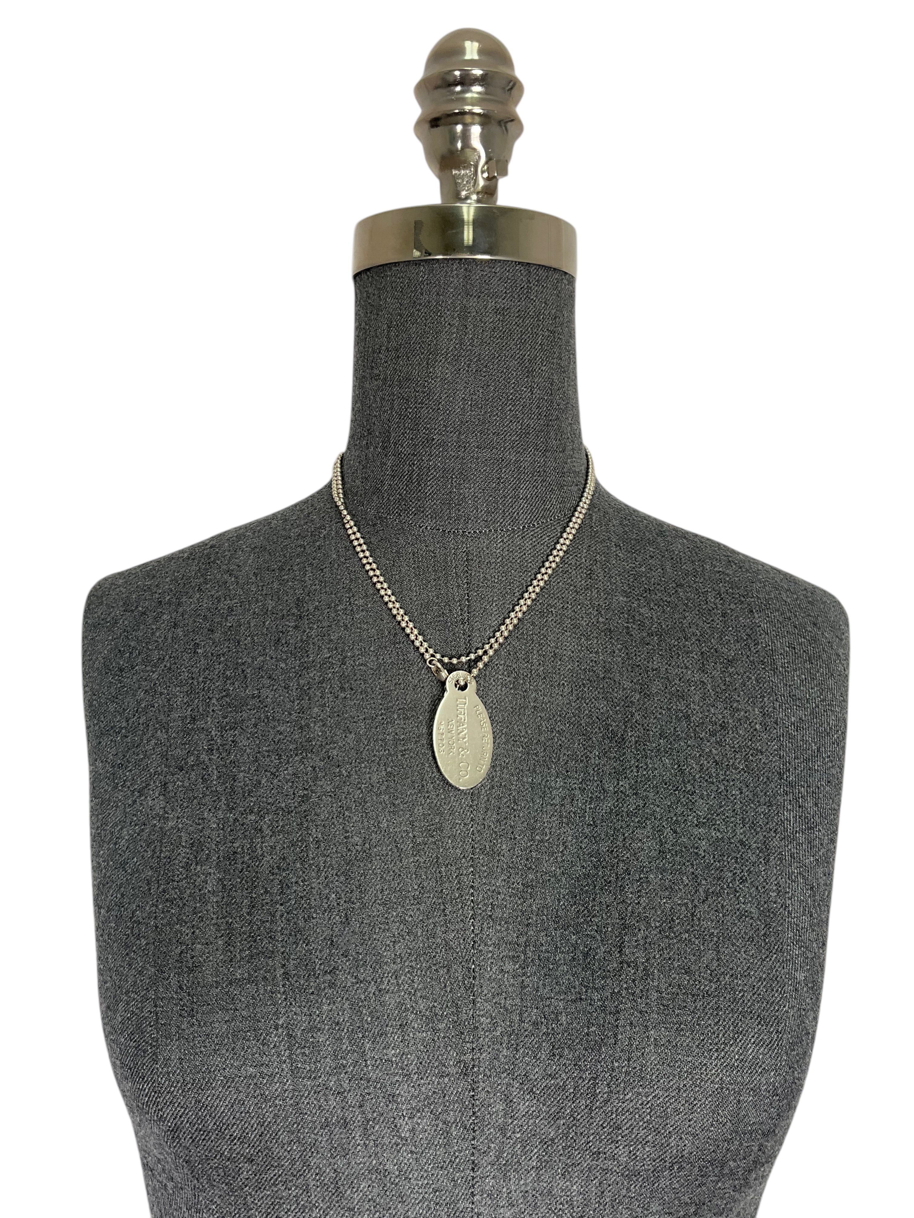 Tiffany & Co. Sterling Silver Return to Tiffany Oval Tag Necklace - Elegant Heart Pendant Jewelry for Women, Perfect Gift for Anniversary, Valentine's Day & Special Occasions