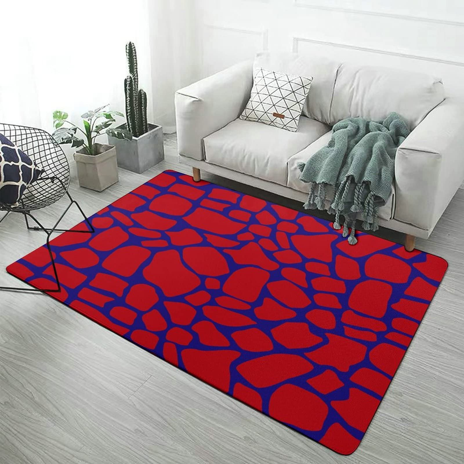 Soft Giraffe Print Animal Skin Texture Rug - Non-Slip Foldable Area Carpet for Kids Room, Nursery, Playroom & Dorm Decor - 5ft x 6.5ft - Perfect for Playtime, Relaxation & Stylish Home Decor