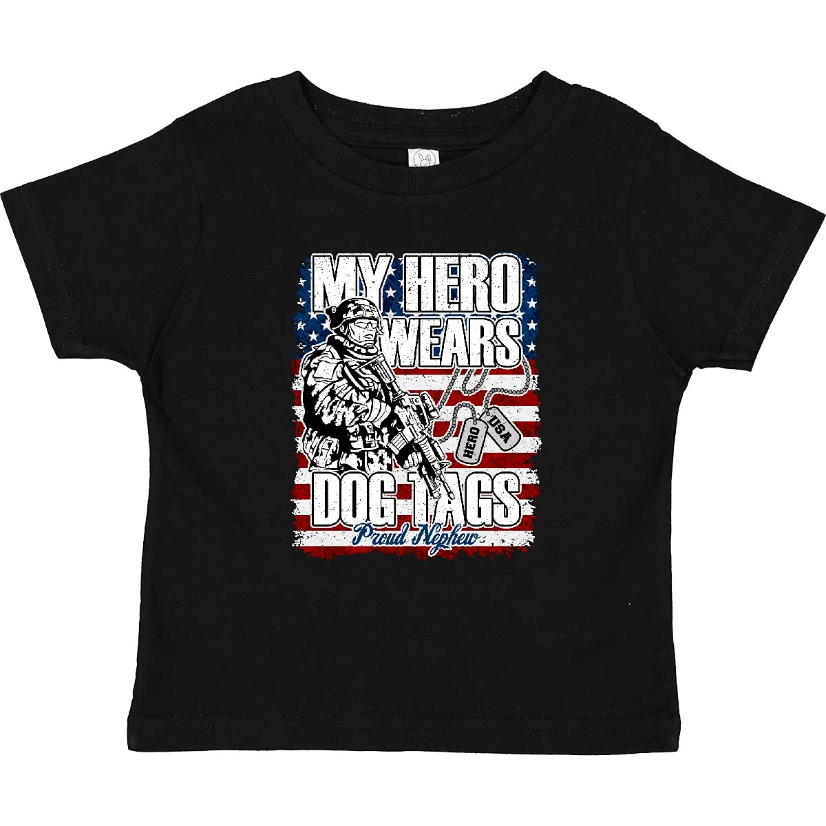 Military Proud Nephew USA Flag Toddler T-Shirt for Patriotic Kids