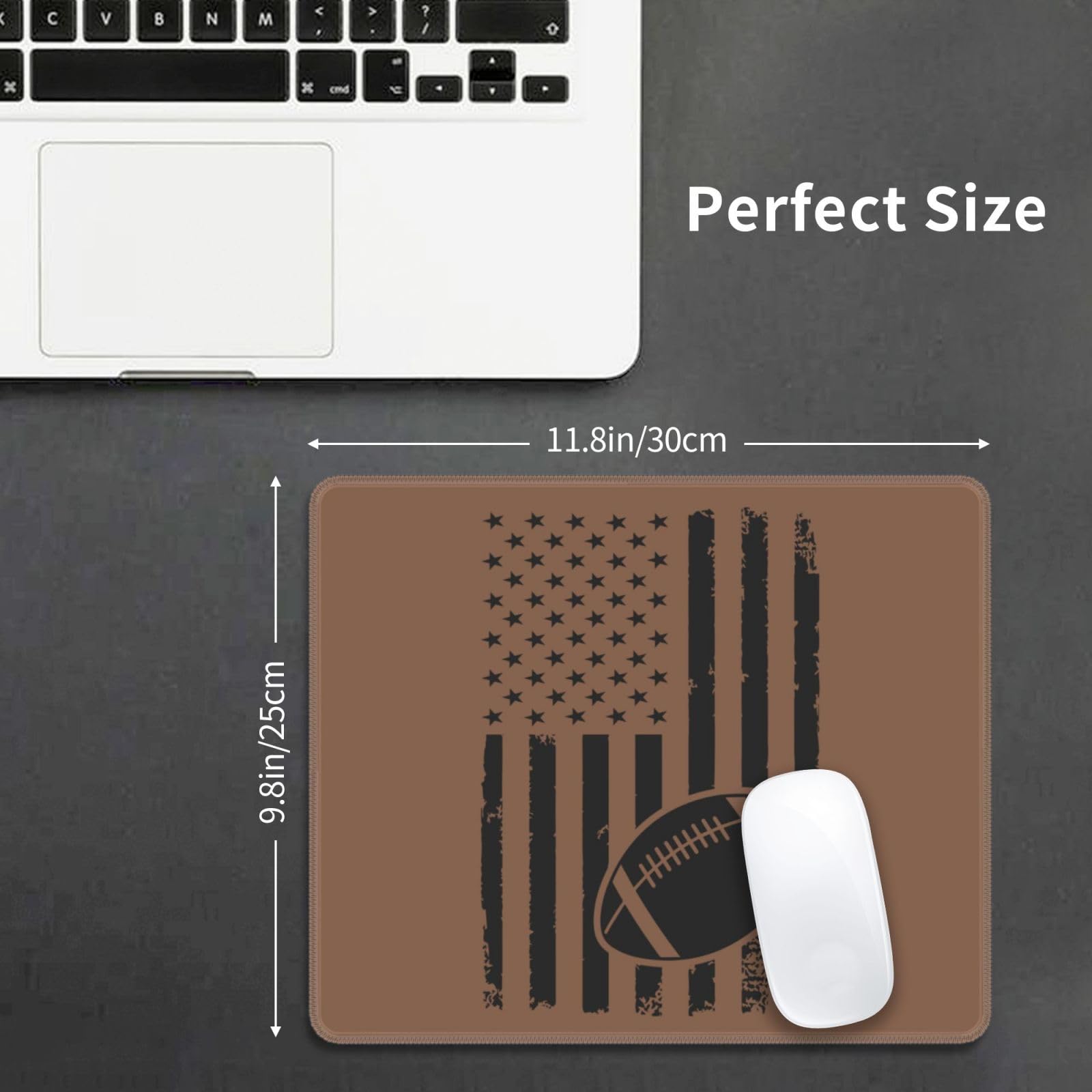 SIYTUAU USA Flag Football Mouse Pad - Waterproof, Non-Slip Rubber Gaming Mousepad (10x12 inches) for Laptop, Office & PC Gaming - Perfect for Sports Fans & Gamers