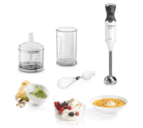 Bosch PUC61KAA5E 60cm Black Induction Cooktop - MS6CA4150 800W ErgoMixx Hand Blender Set, White & Anthracite | Perfect for Modern Kitchens, Quick Cooking & Smoothie Making