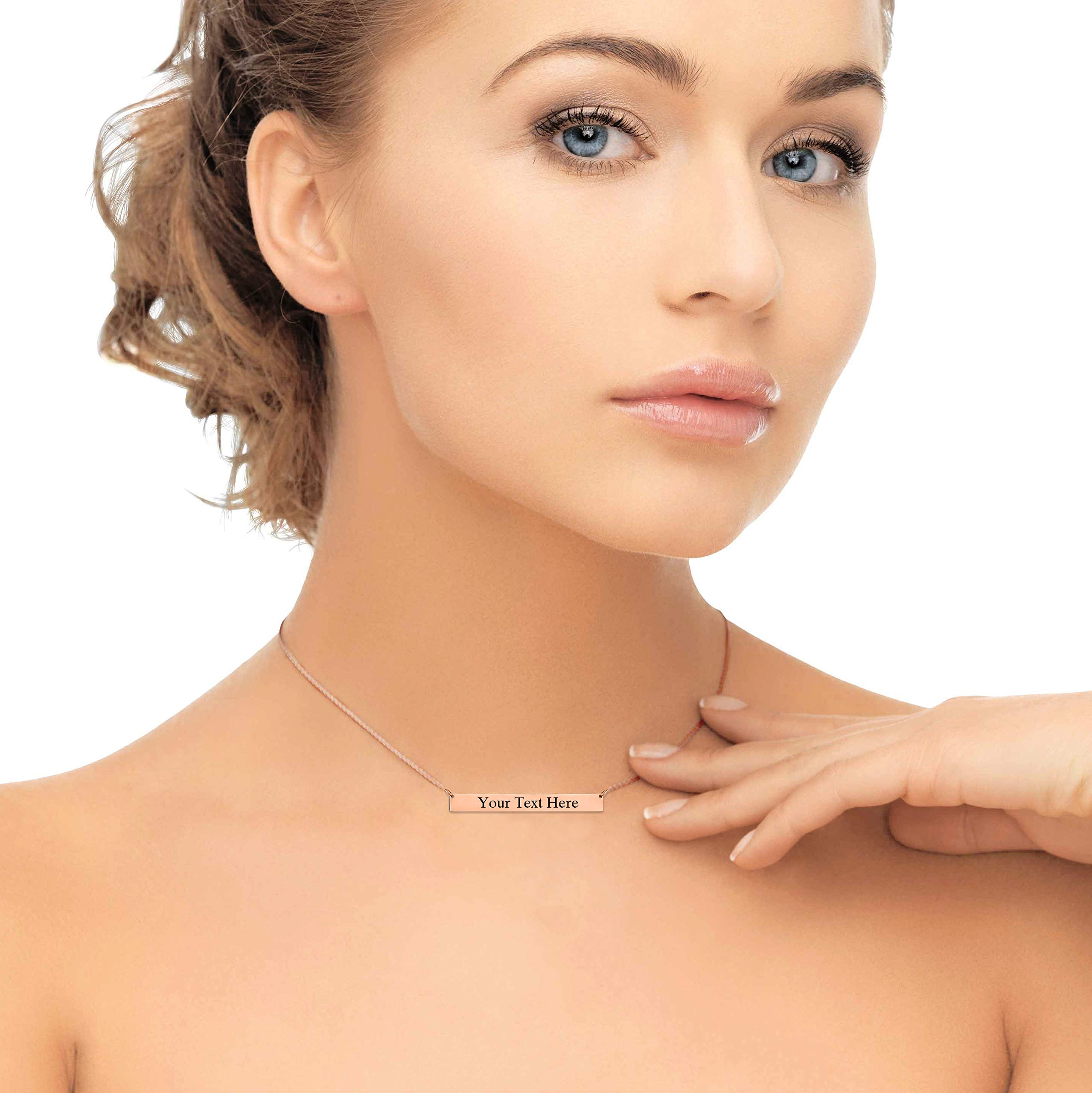 18K Gold Plated Engravable Name Bar Necklace for Women - Personalized Custom Name or Blessing Pendant Jewelry Gift for Her, Perfect for Birthdays, Anniversaries and Special Occasions
