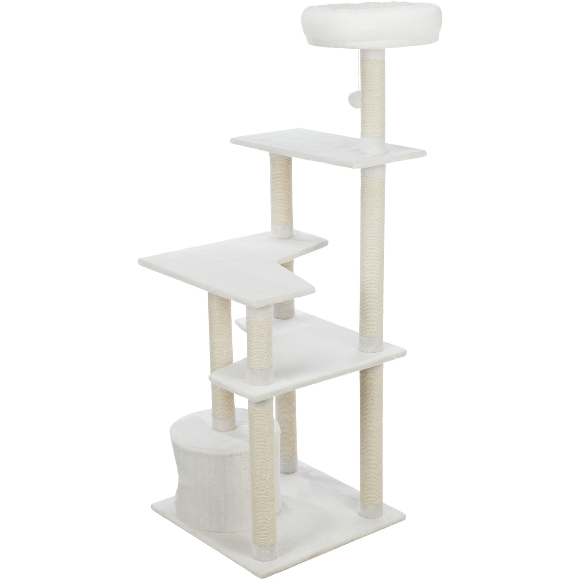 TRIXIE Seli 59-Inch 5-Level Cat Tree with Sisal Scratching Posts, Plush Perches & Condo - Cream Colored Cat Tower with Dangling Toys for Indoor Cats | Perfect for Play, Climbing & Napping in Living Rooms & Bedrooms