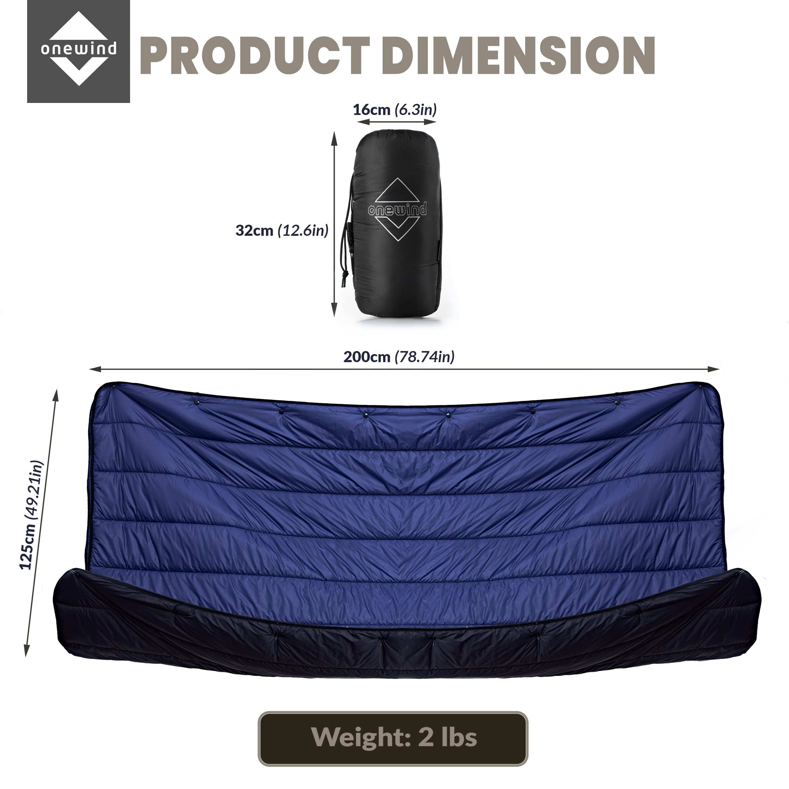 OneWind Recycled Nylon Camping Blanket with Dupont Sorona Fill - Warm, Puffy & Windproof Outdoor Quilt for Hiking, Backpacking, Beach - Perfect for Picnics, Campfires and Cold Weather Adventures