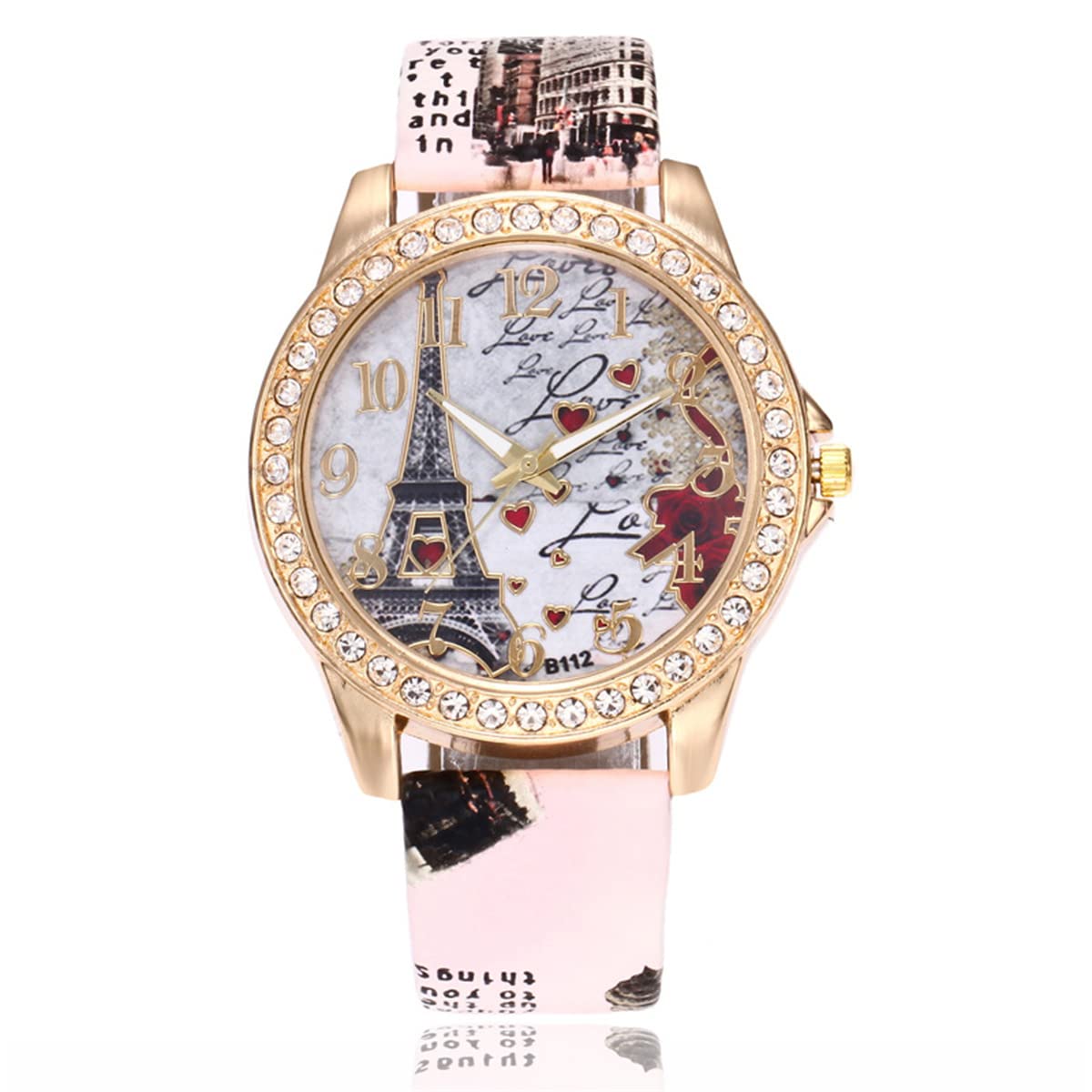 CdyBox 6 Pack PU Leather Strap Watches for Women - Rhinestone Bling Ladies Wristwatch Set, Fashion Gift for Mother's Day, Birthday, Anniversary | Perfect for Daily Wear, Office, Party & Special Occasions