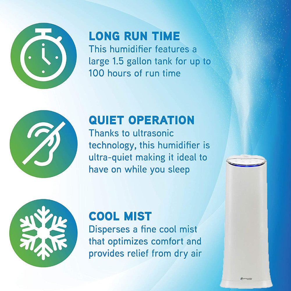 PURE GUARDIAN H3200WAR Ultrasonic Cool Mist Humidifier - Refurbished with Home Essentials Warranty | Quiet Operation for Bedroom, Nursery & Office | Relieves Dry Air & Allergies