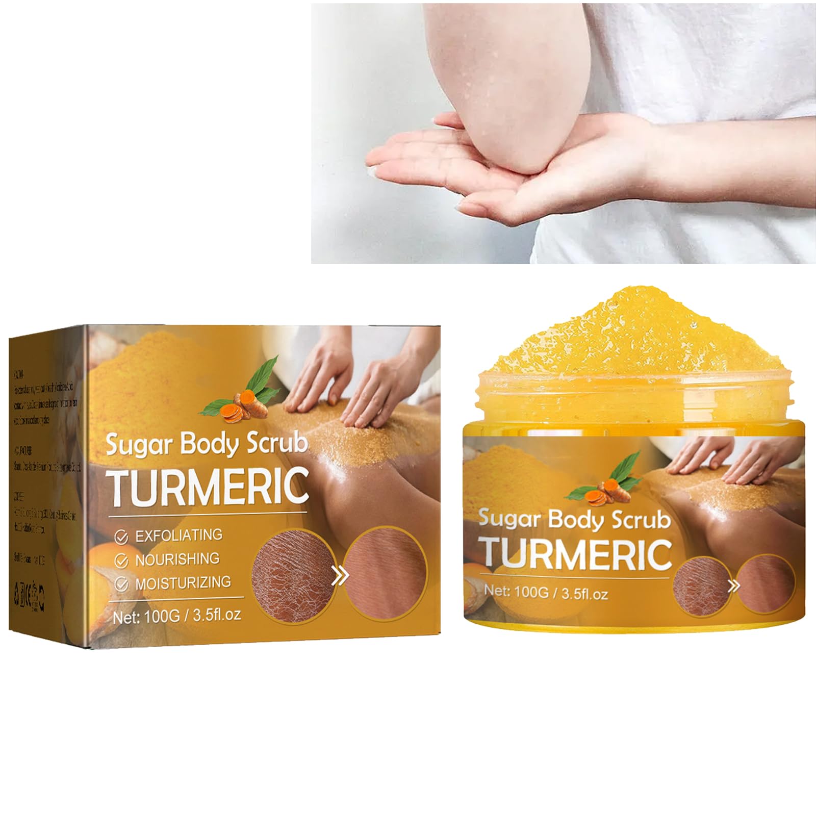 Organic Turmeric Face & Body Scrub for Brightening & Exfoliating - Natural Deep Cleansing Facial & Body Scrub with Turmeric for Glowing Skin - Perfect for Spa Day & Self-Care Routine
