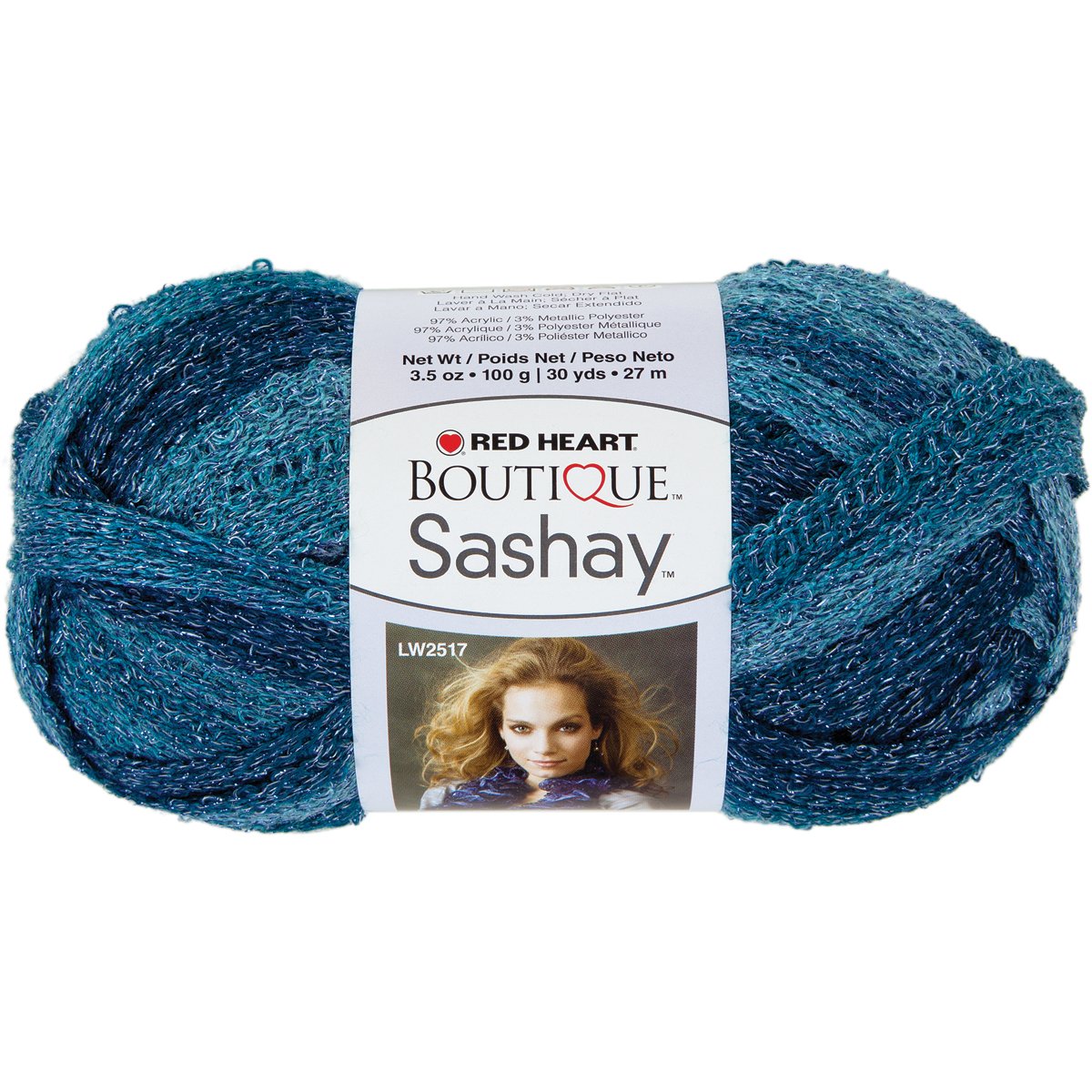 RED HEART Boutique Sashay Metallic Yarn - Aquamarine Color | Premium Knitting & Crochet Yarn for DIY Crafts, Scarf Making, and Home Decor Projects