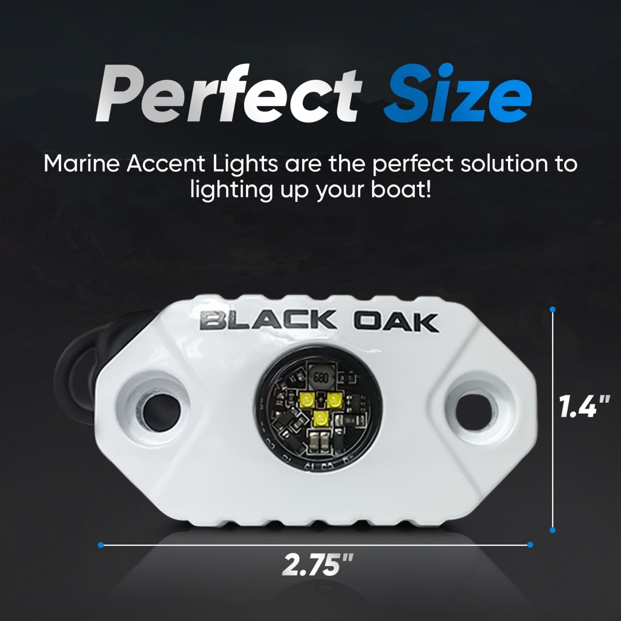 Black Oak LED Marine Boat Lights - Dimmable White LED Deck & Courtesy Lights for Fishing, Pontoon, Kayak, Yacht, Sailboat | Perfect for Night Fishing, Dock Lighting & Watercraft Safety