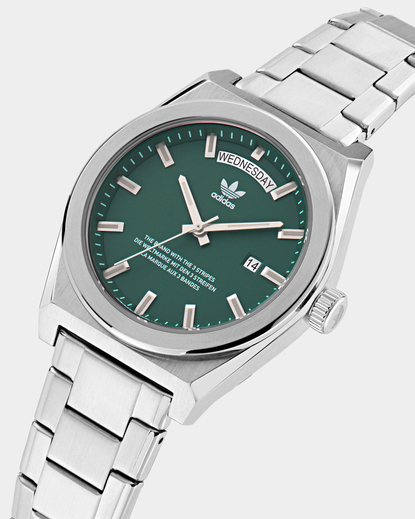 Adidas Code Five Men's Digital Sports Watch - Silver & Green Dial, Waterproof, Stopwatch, Alarm - Perfect for Running, Gym & Outdoor Activities