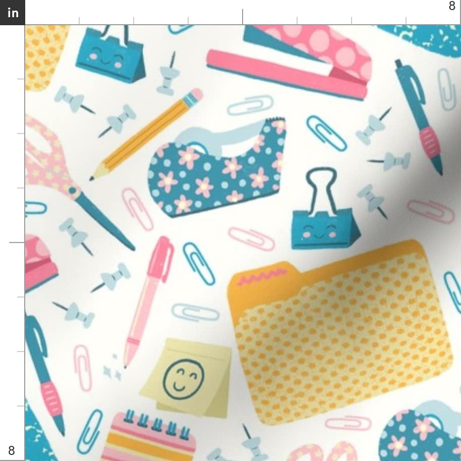 Cute Fun School Girly Education Notebooks Pencil Printed Cotton Poplin Fabric Fat Quarter - Perfect for Sewing, Shirting, Quilting, Dresses, Apparel & DIY Crafts - Ideal for Back-to-School Projects, Kids Clothing & Home Decor