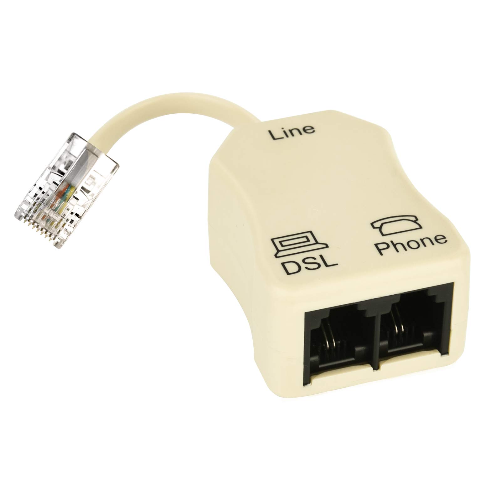 Phone Jack Splitter - In-Line DSL Splitter Filter for Home & Office Phone Lines (1 Pack) - Perfect for Internet & Landline Simultaneous Use