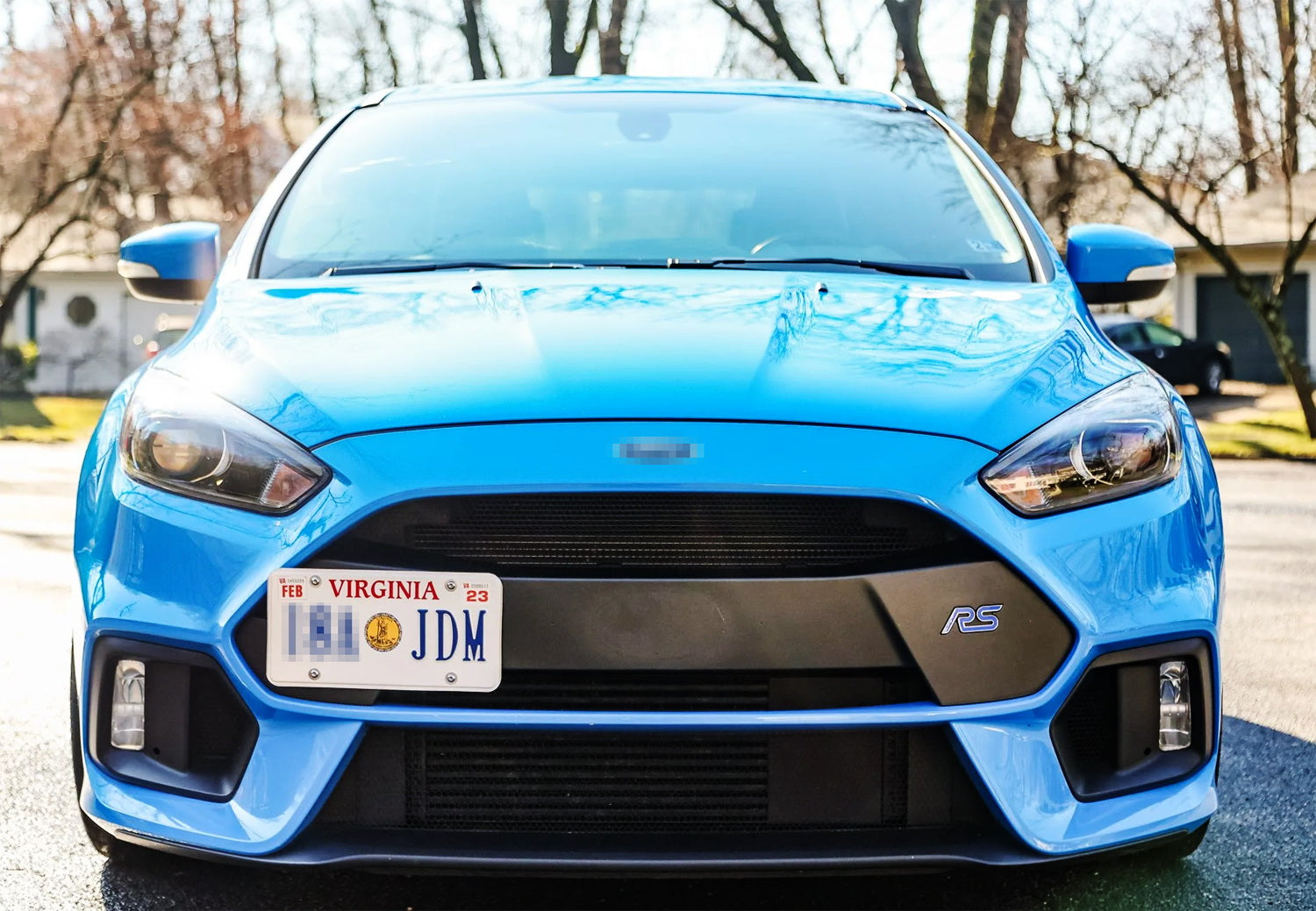 16-18 Ford Focus RS Front Bumper Tow Hook License Plate Bracket Adapter - Durable Off-Road & Track Day Accessory for Custom Car Styling