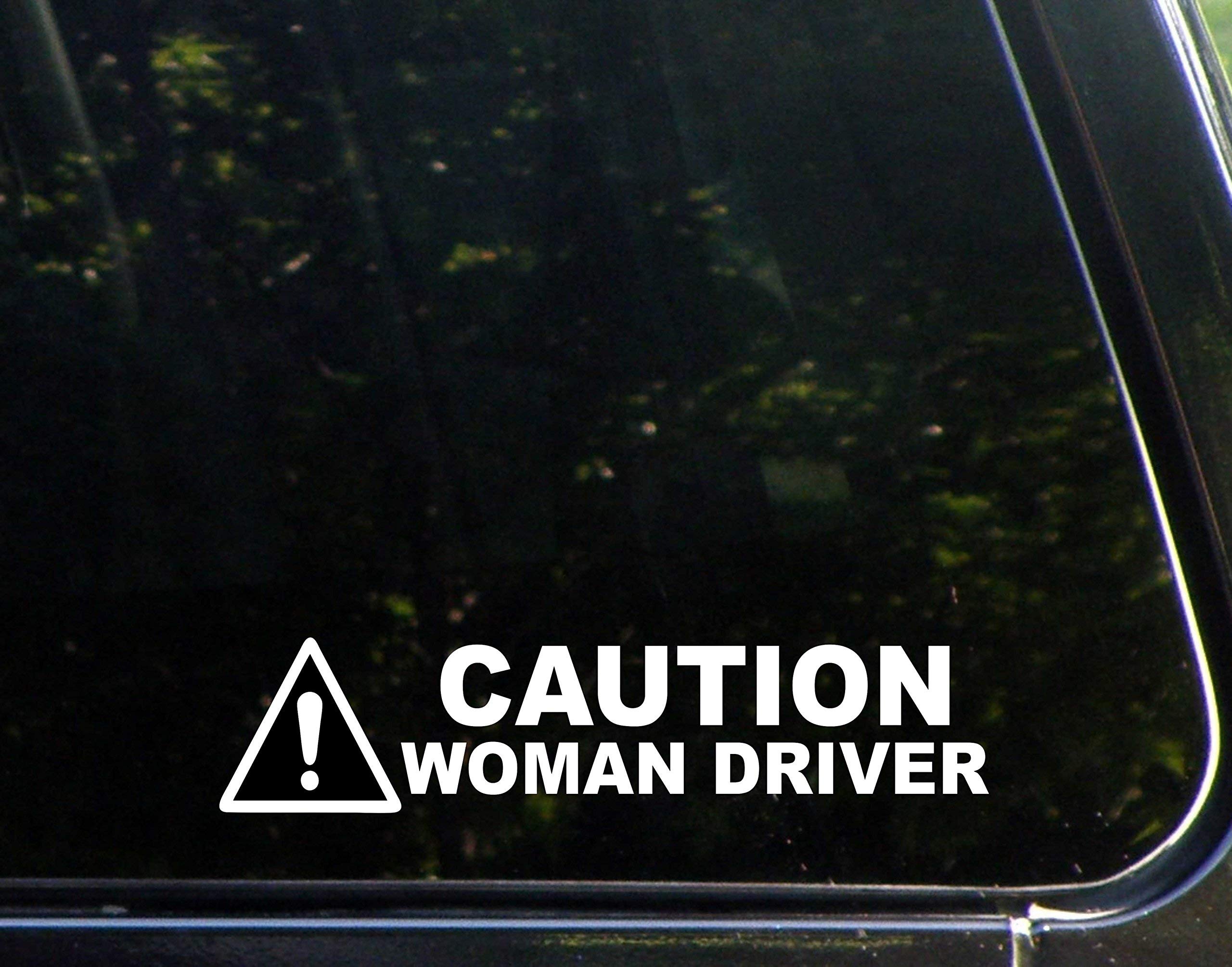 Caution Woman Driver Die Cut Bumper Sticker (9