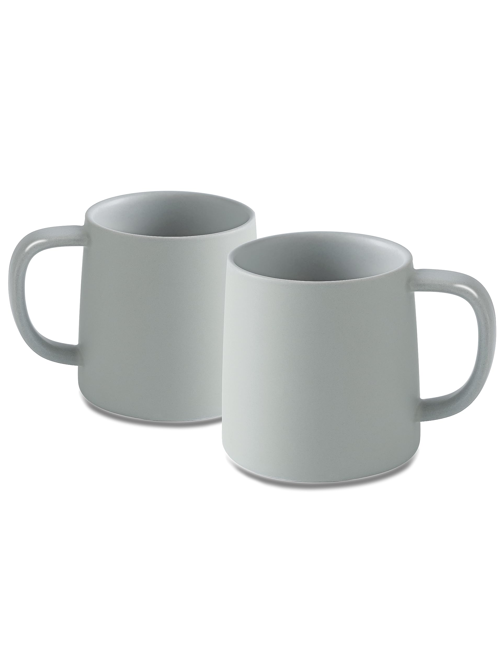 16 Oz Matte Light Grey Ceramic Coffee Mugs - Set of 2 Solid Color Cups for Hot & Cold Drinks - Perfect for Home, Office or Gift Giving
