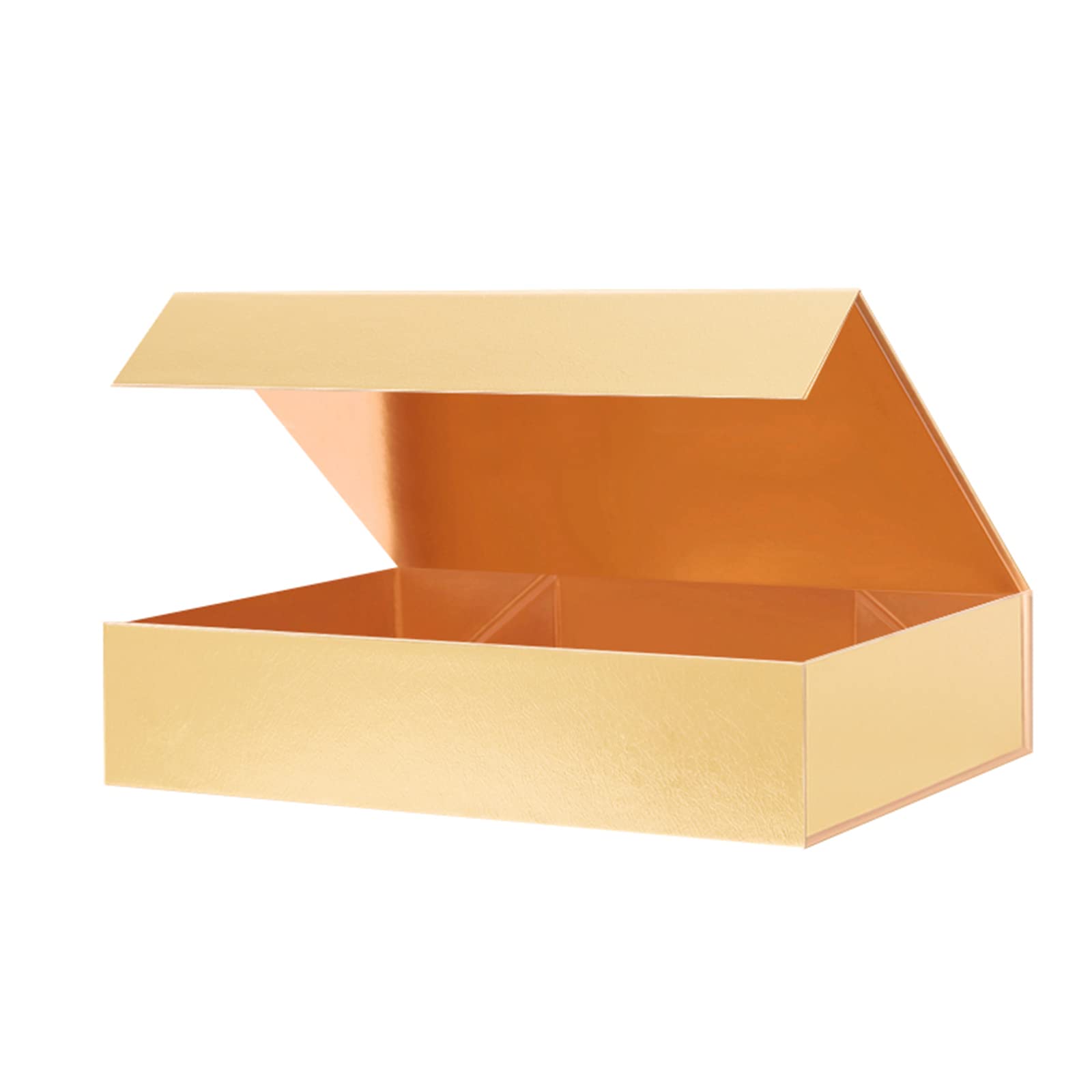 11x7.8x2.3 Inch Gold Magnetic Gift Box with Lid - Premium Christmas Present Packaging, Sturdy Shirt Box for Jewelry, Watches & Apparel Gifts (Gold Grass Texture) - Perfect for Holiday, Birthday & Wedding Gift Wrapping