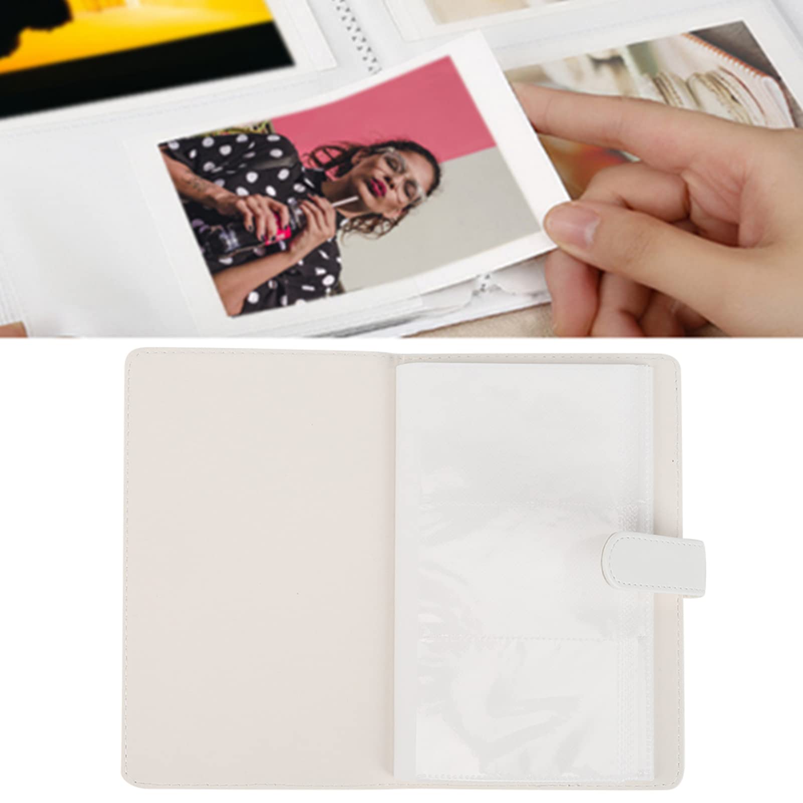 3in1 PU Leather Photo Album with 96 Pockets - Compatible with Mini11/8/9/7s/25/70/90 Camera - Holds Photos, Movie Tickets & Bank Cards (White) - Perfect for Travel, Wedding & Family Memories Storage