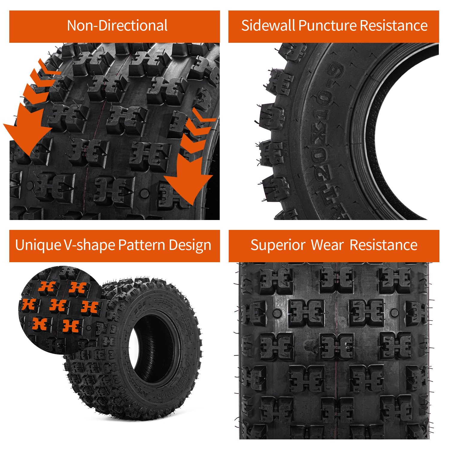 FORERUNNER 20x10-9 ATV UTV Tires - Sport Rear All Terrain 6 Ply Tubeless Tires (Pack of 2) - Perfect for Off-Roading, Mudding & Trail Adventures