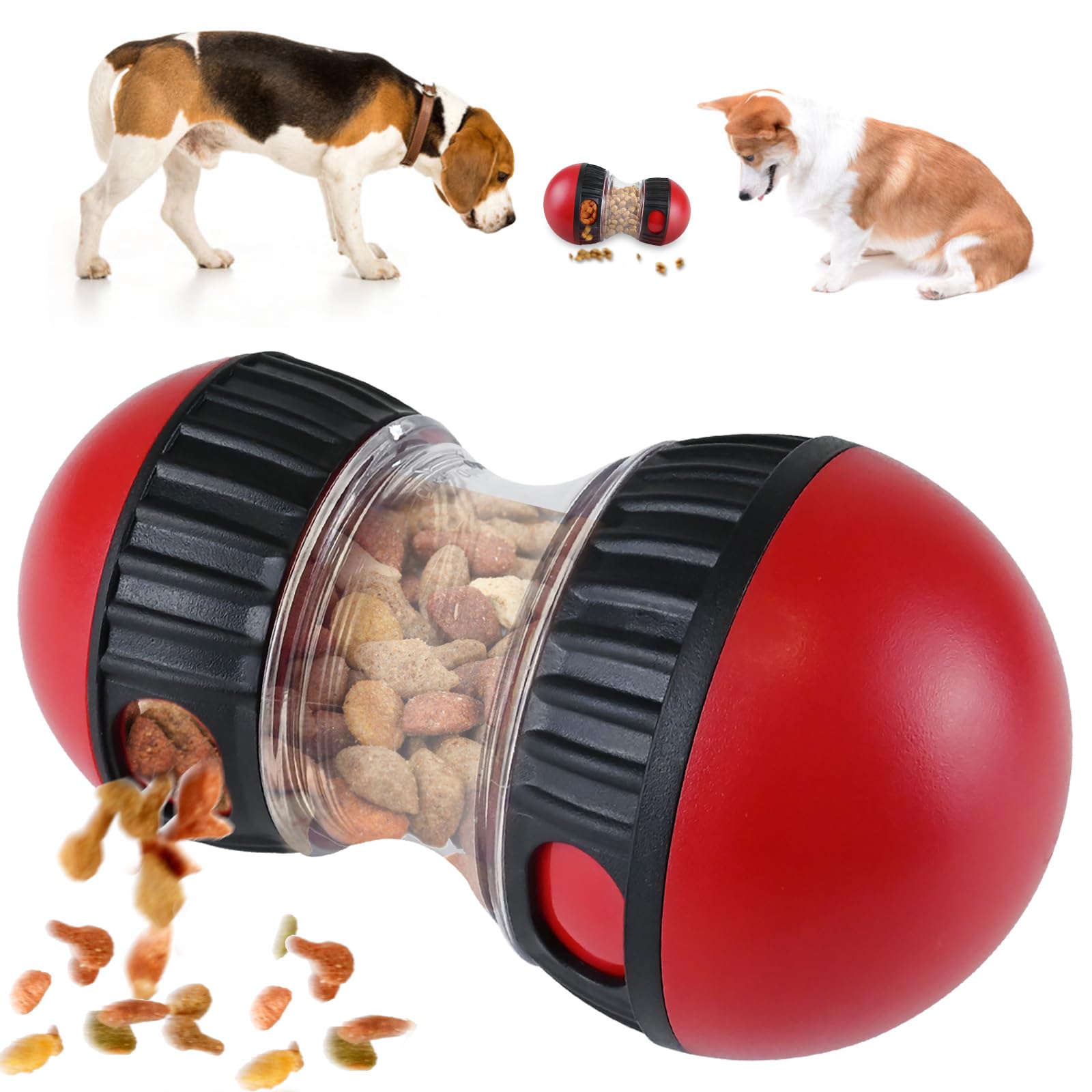 Interactive Treat Dispensing Dog Toys - Mental Stimulation Puzzle Toy for Small Dogs - Red - Perfect for Boredom Relief & Training Rewards