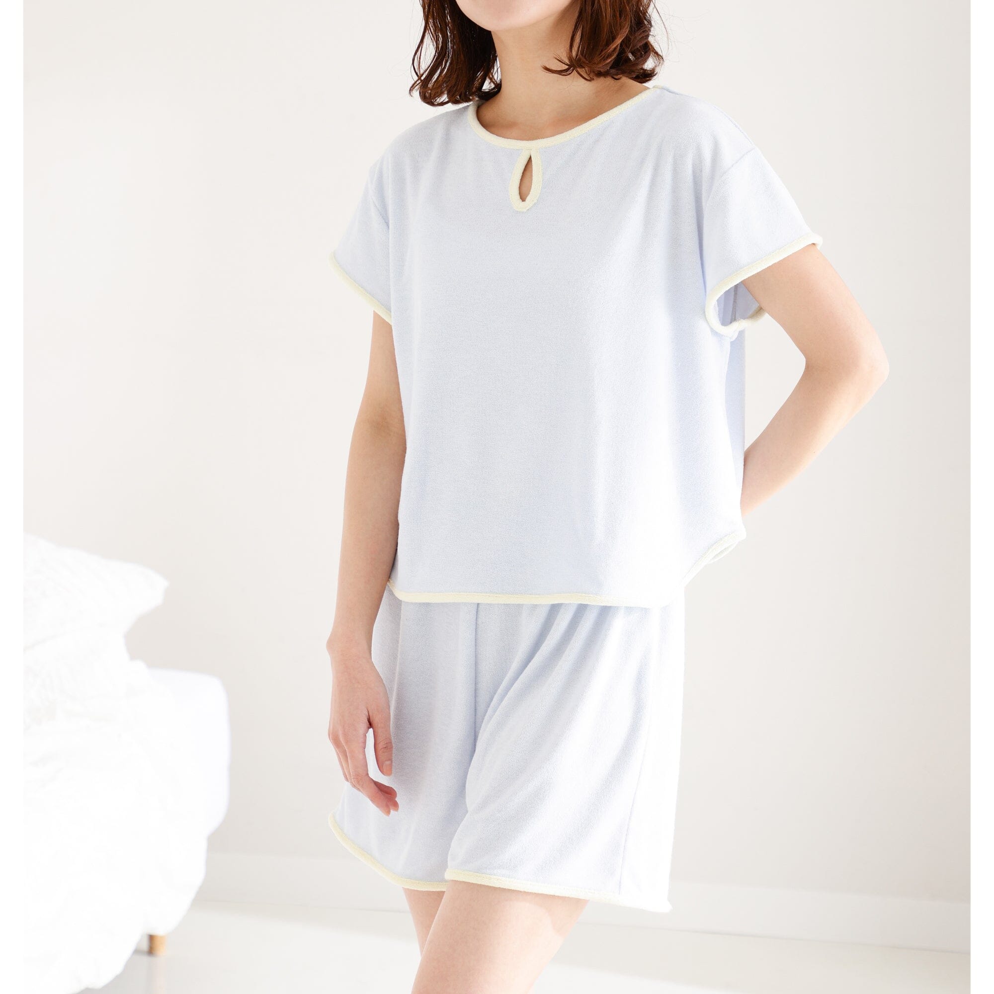 Cool Touch Pile Pajamas for Women - Soft Light Blue Sleepwear Set for Winter | Cozy Lounge & Sleepwear for Cold Nights