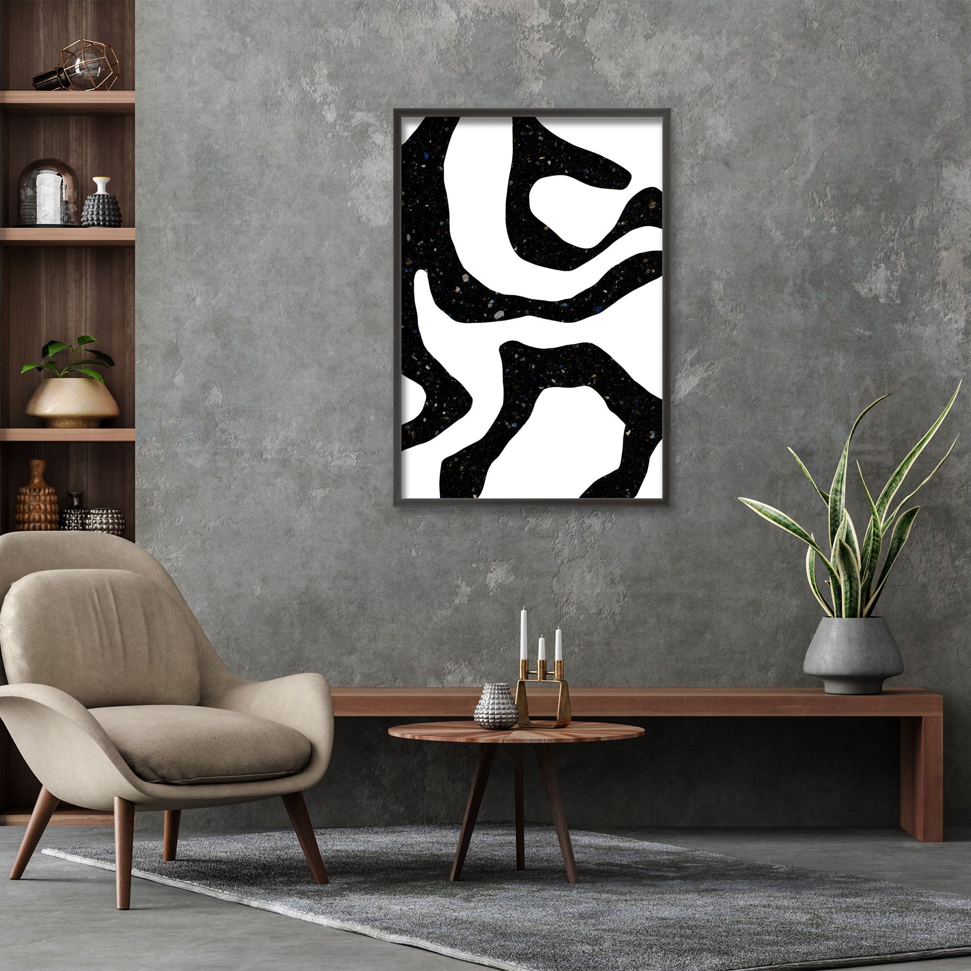Black Gems Framed Print Wall Art - Modern Home Decor for Living Room, Bedroom & Office | Premium Canvas Painting by Uplusmestudio